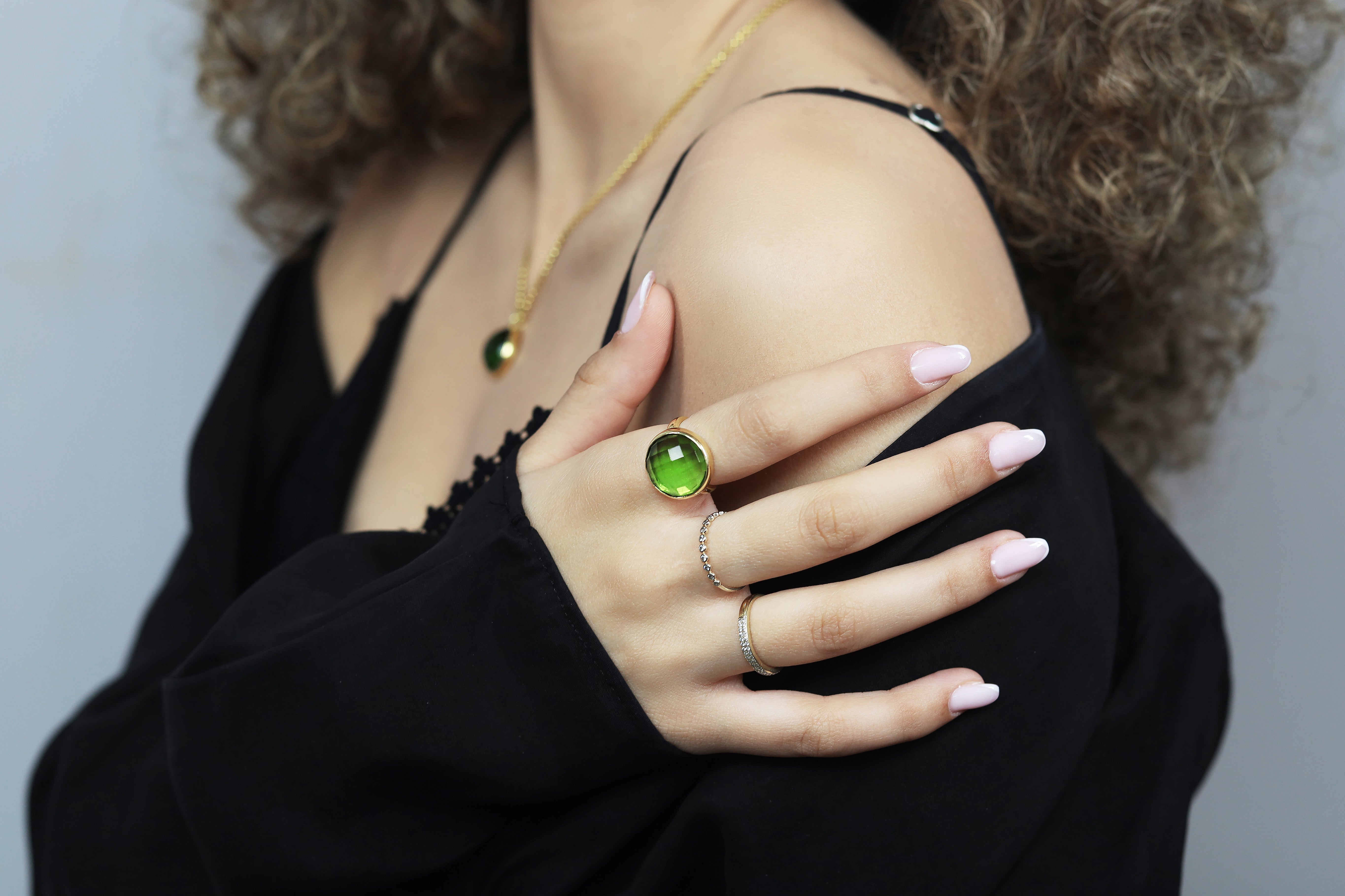 Rose Gold Bezel Set Peridot Statement Ring Rings Anemone Limited