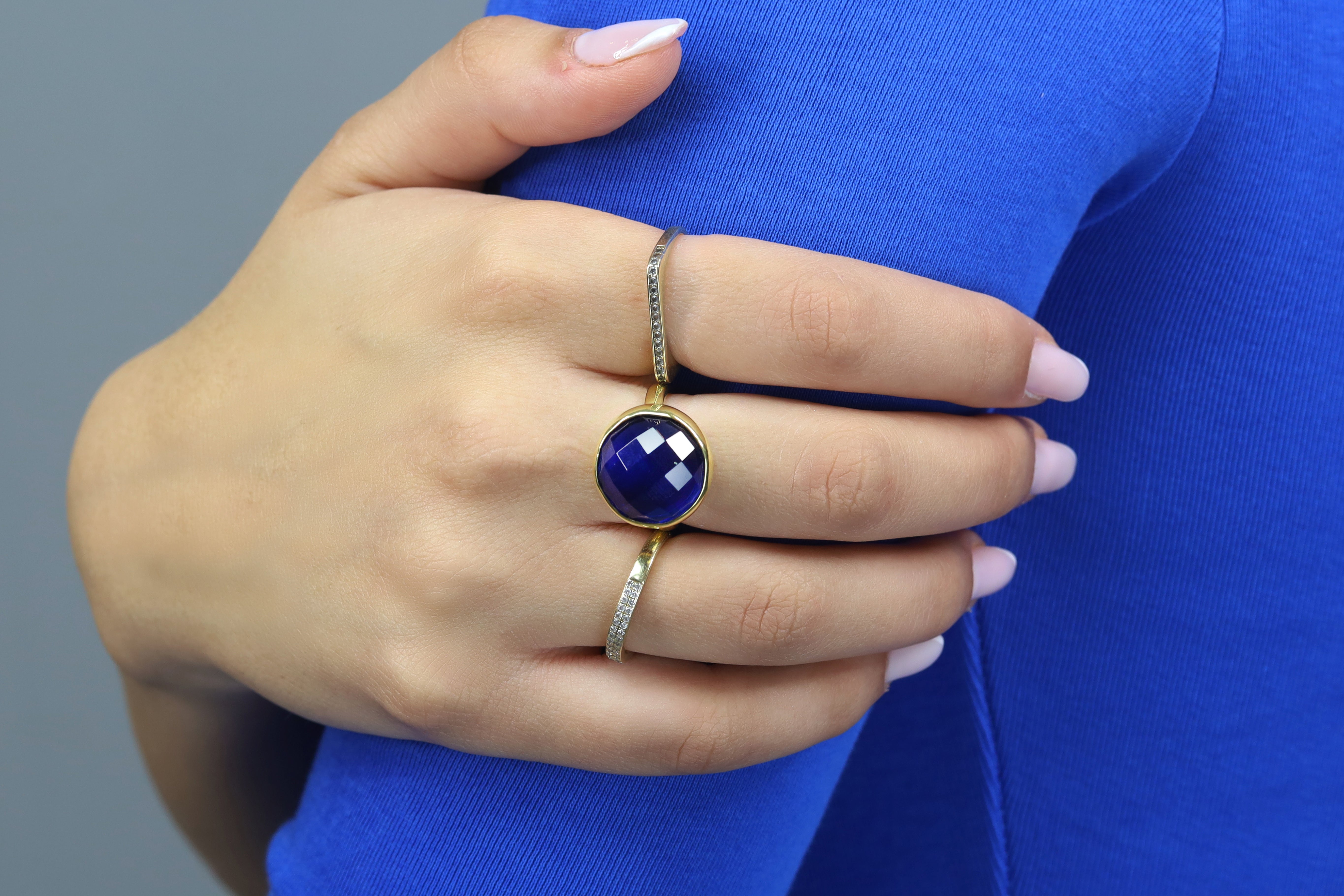 Large Bezel Set Blue Sapphire Statement 14k Gold Ring Rings Anemone Limited