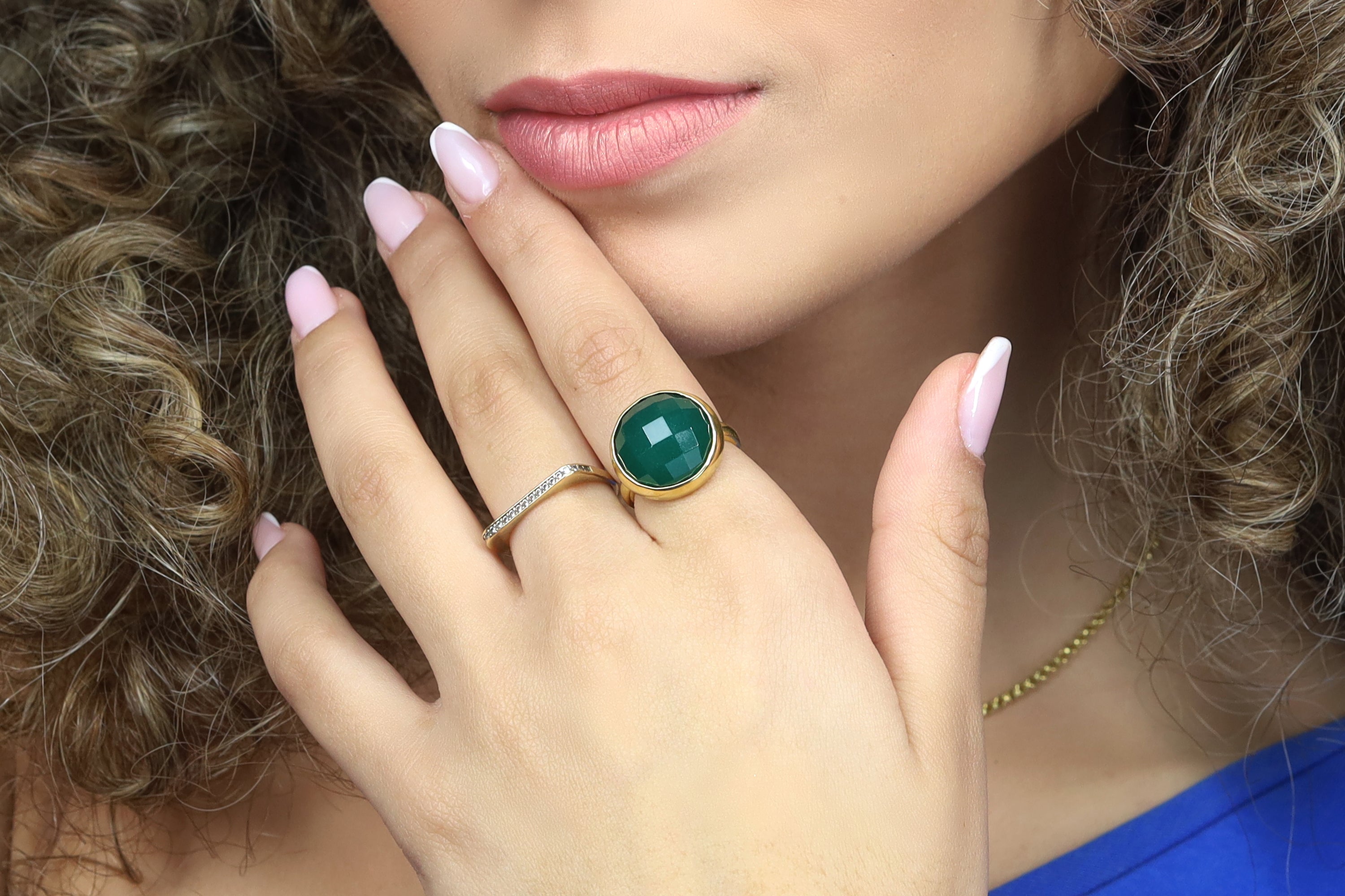 Semiprecious Green Onyx 14k Gold Bezel Set Ring Rings Anemone Limited