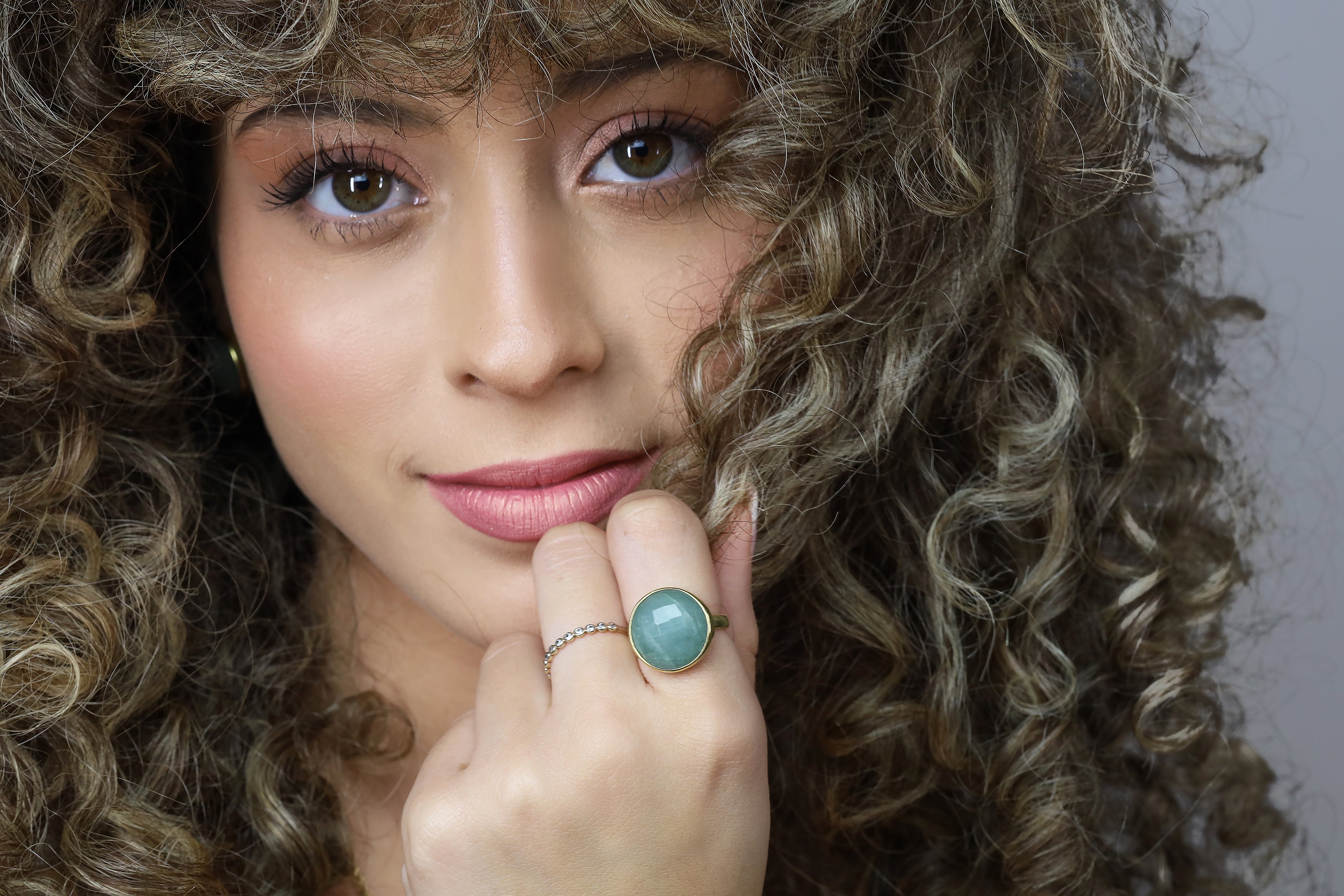 Rose Gold Aquamarine Birthstone Bezel Set Ring Rings Anemone Limited