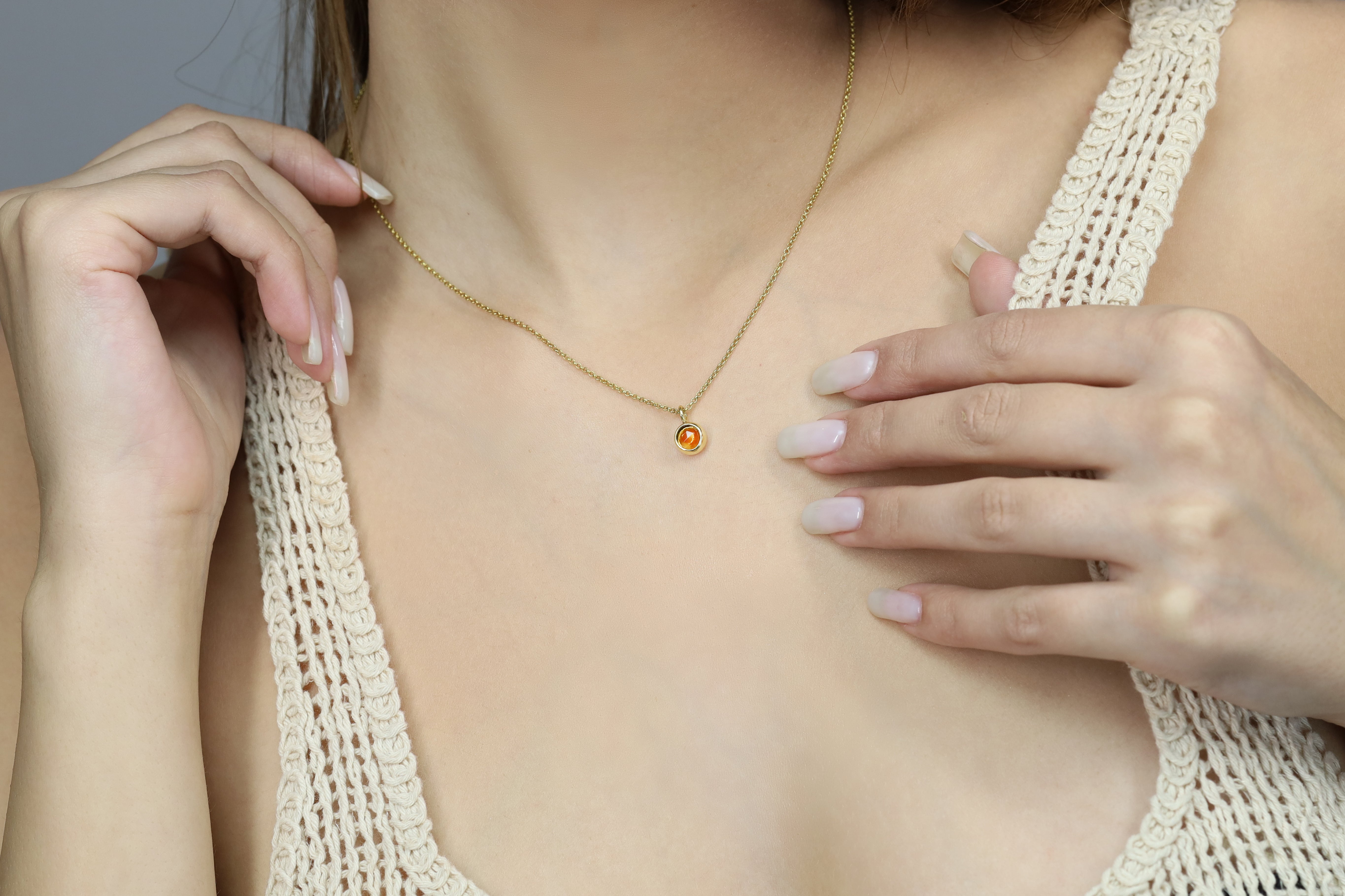 Citrine Pendant Necklace in Gold Bezel Setting necklaces Anemone Limited