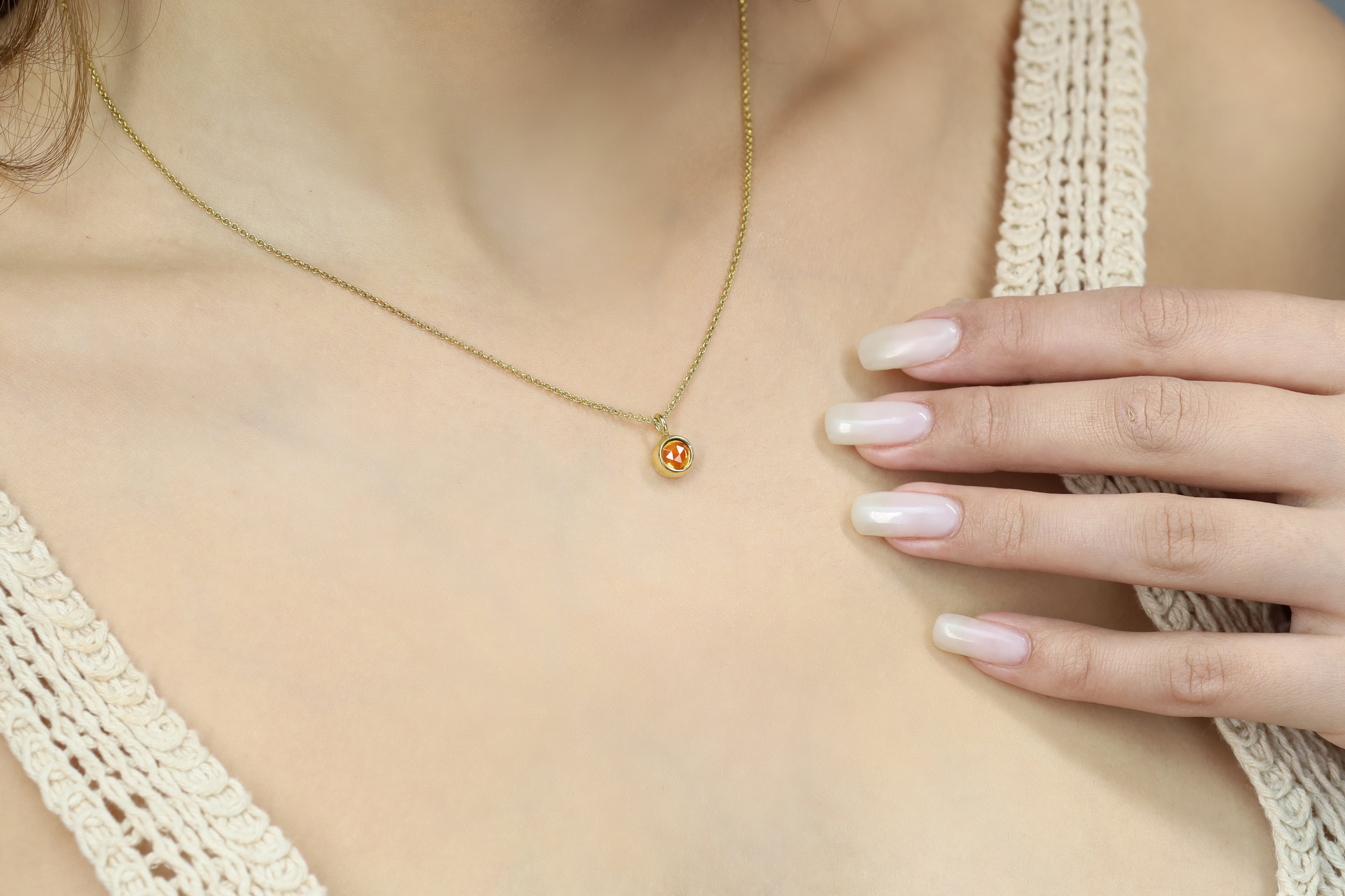 Citrine Pendant Necklace in Gold Bezel Setting necklaces Anemone Limited