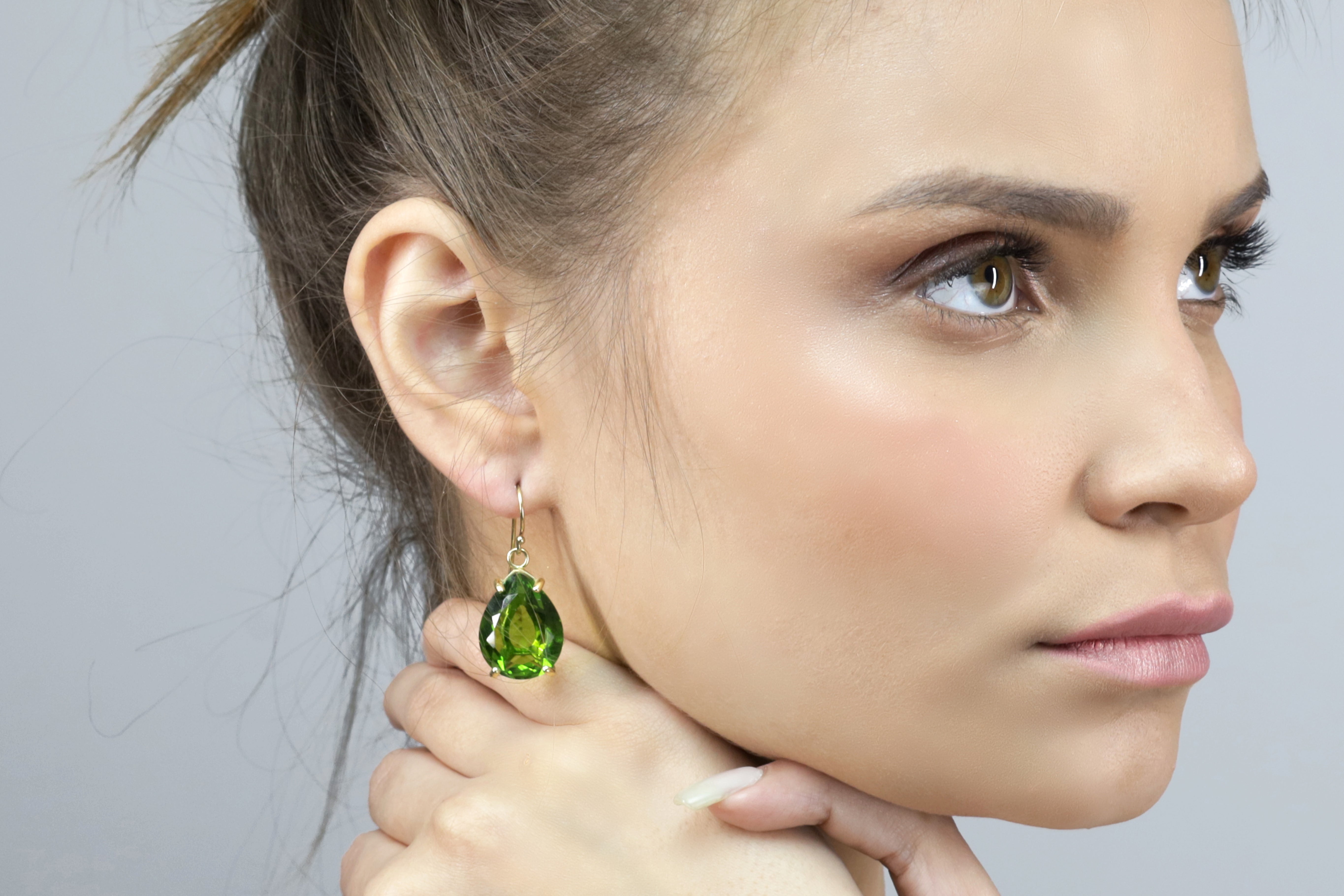 925 Sterling Silver Pear Shape Peridot Earrings Earrings Anemone Jewelry