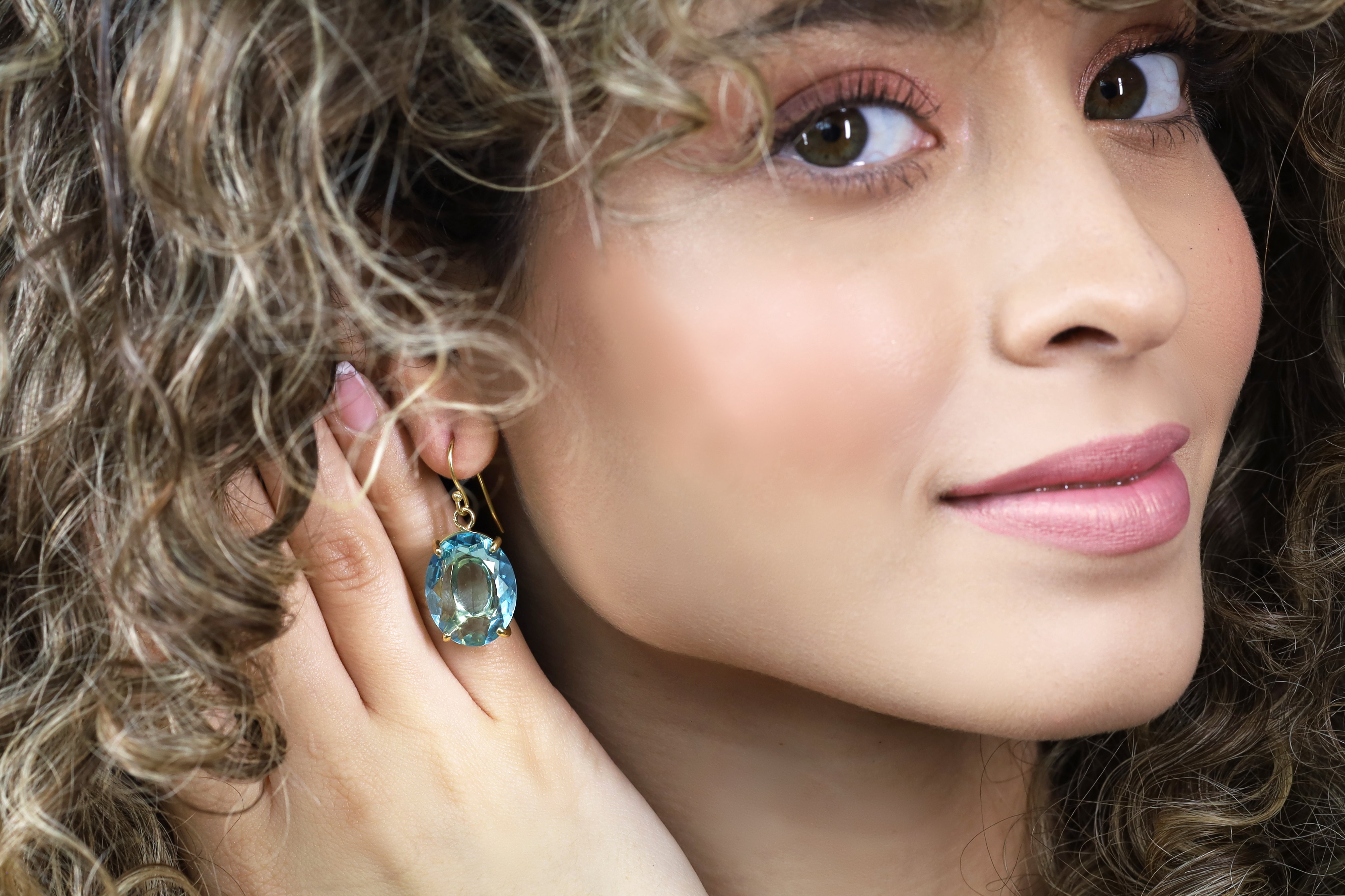 Blue Topaz Gold Filled Oval Gemstone Earrings Earrings Anemone Jewelry