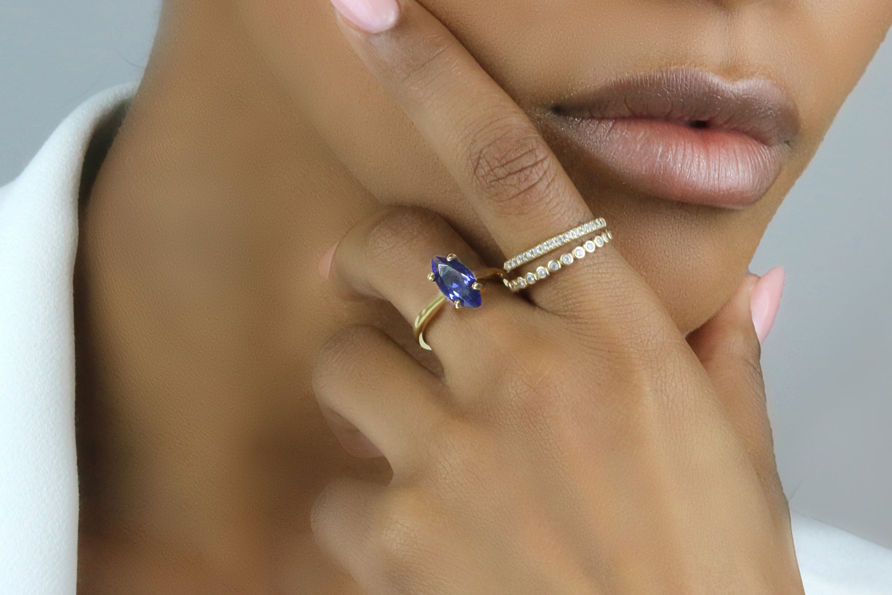 Classic Marquise Blue Sapphire Ring in Gold Rings Anemone Unique