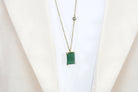 Rectangle Green Aventurine Pendant Necklace with Cubic Zirconia necklaces Anemone Jewelry