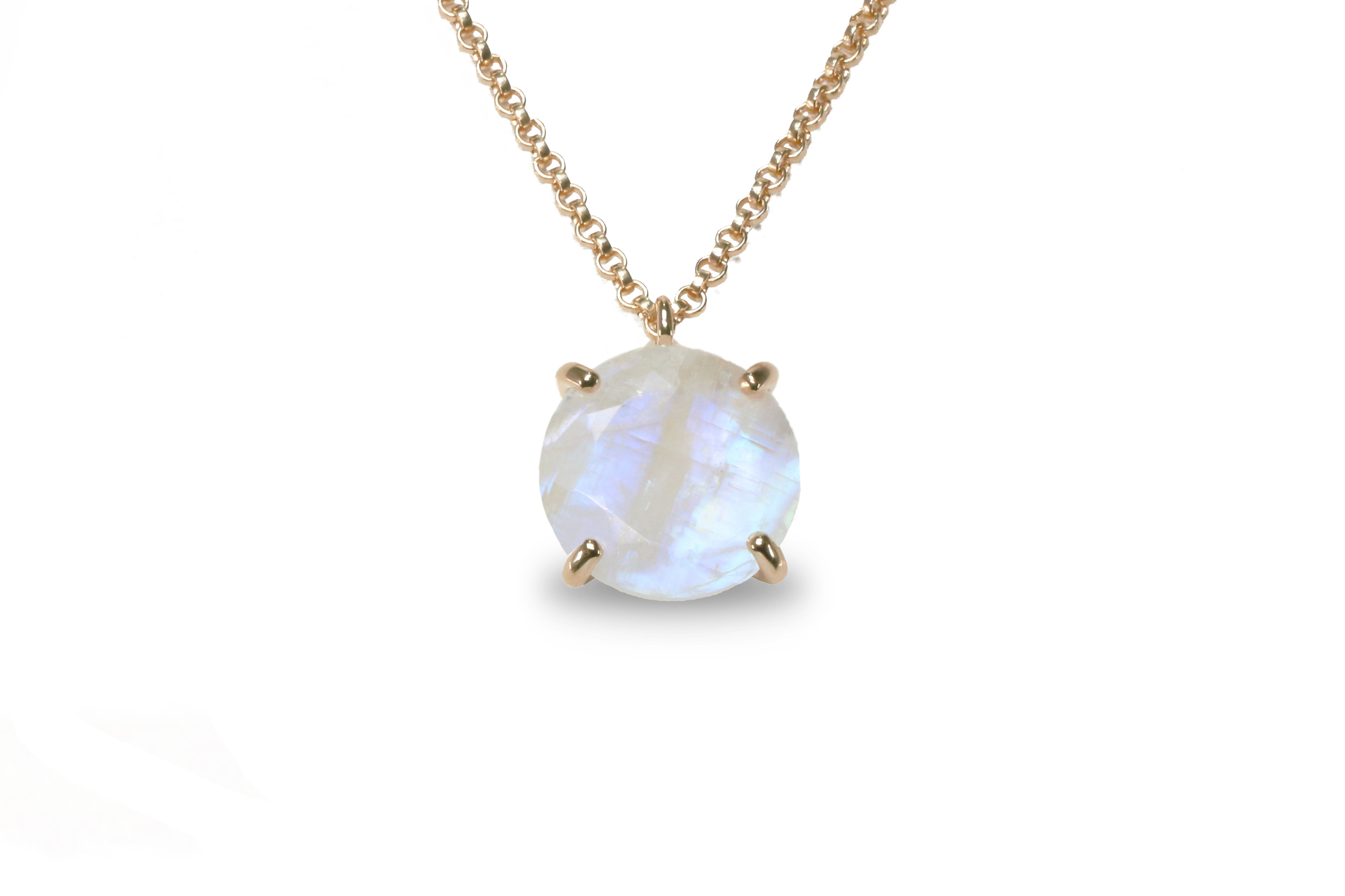 Adorable Moonstone Jewelry 16mm Round Crystal Pendant Necklace necklaces Anemone Jewelry