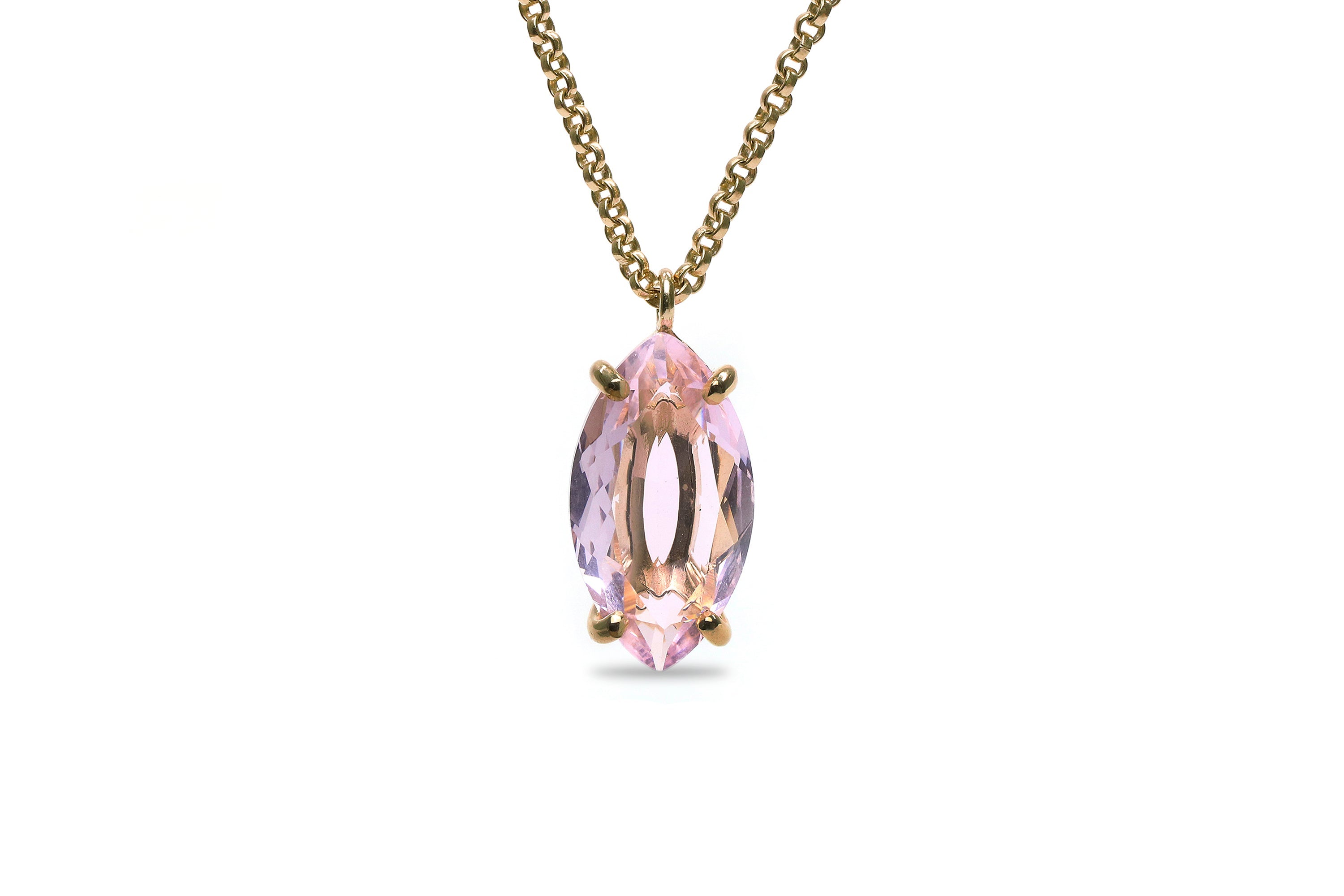Lustrous 14k Gold Rose Quartz Necklace necklaces Anemone Jewelry