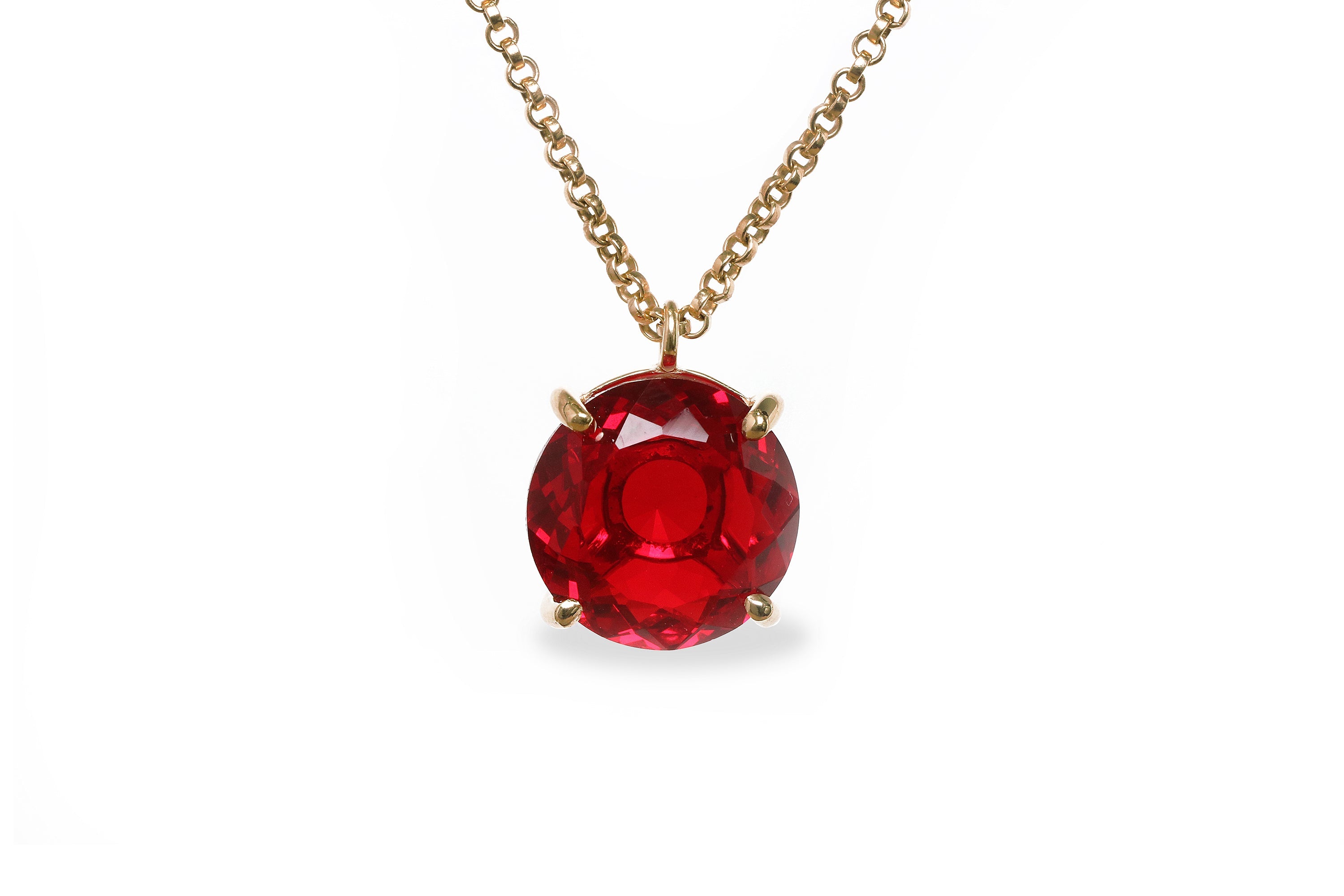 Round Ruby 14k Gold Necklace necklaces Anemone Jewelry