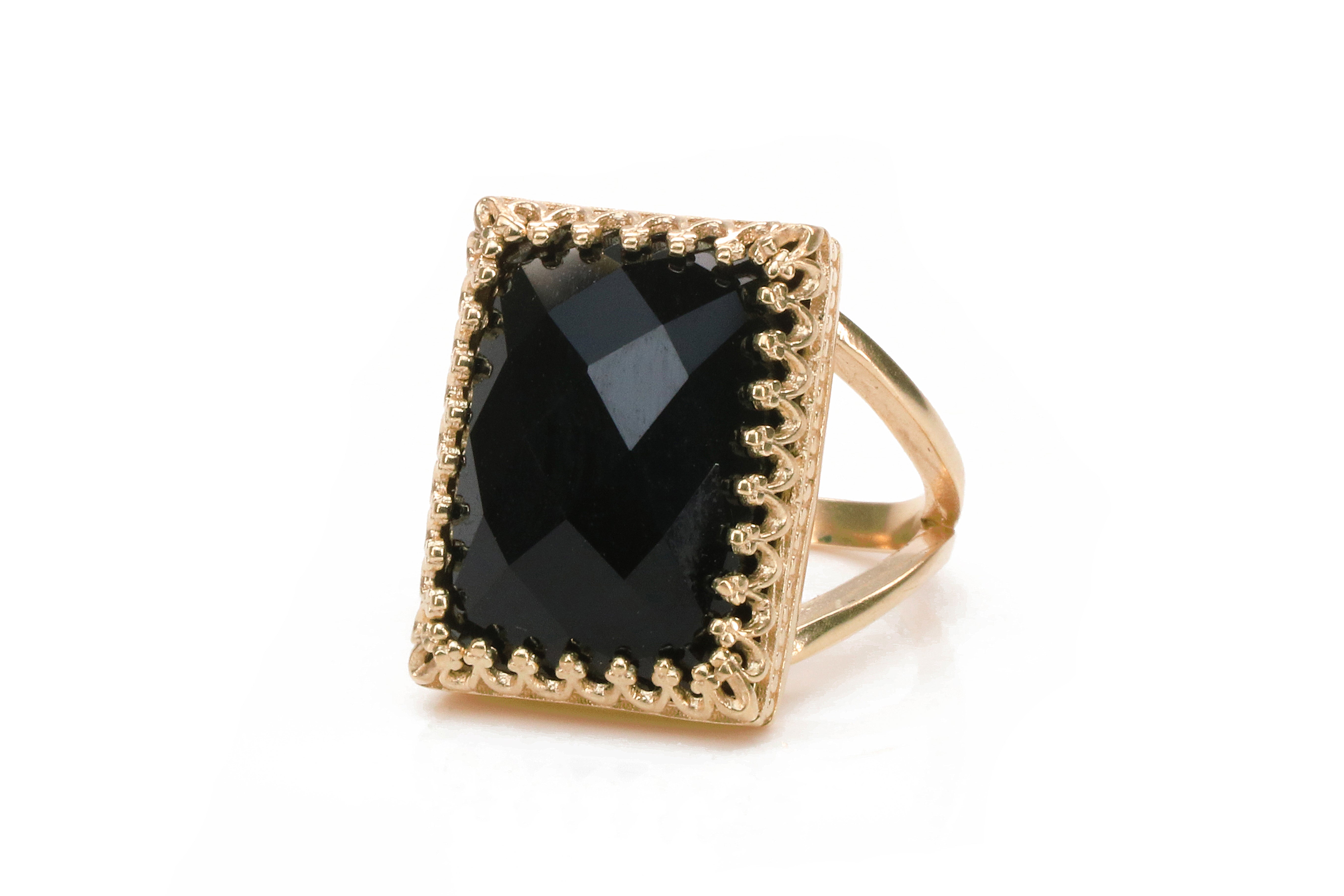Rectangular Black Onyx in 925 Sterling Silver Ring Rings Anemone Jewelry