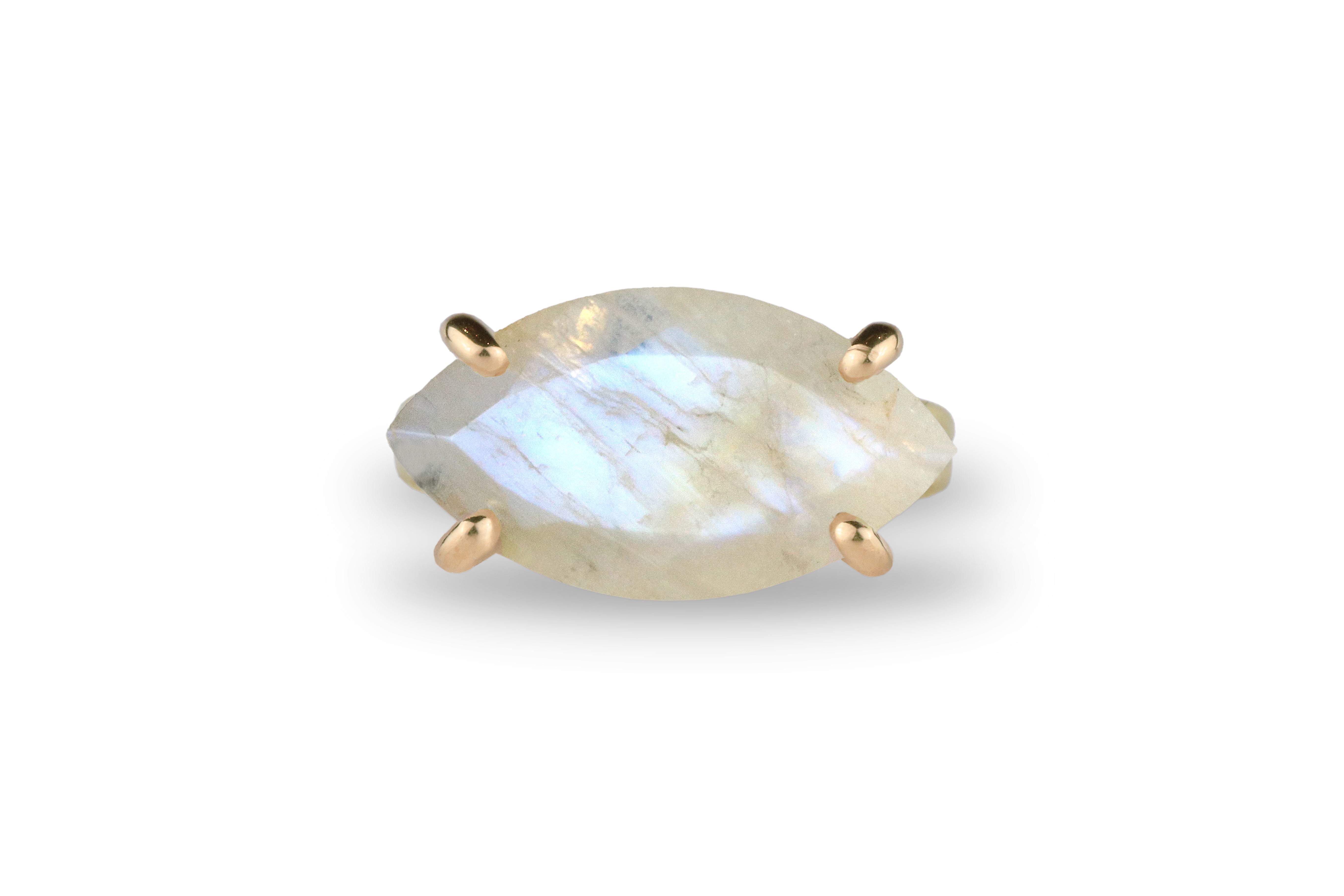 Moonstone 14k Rose Gold Rings for Women Rings Anemone Jewelry