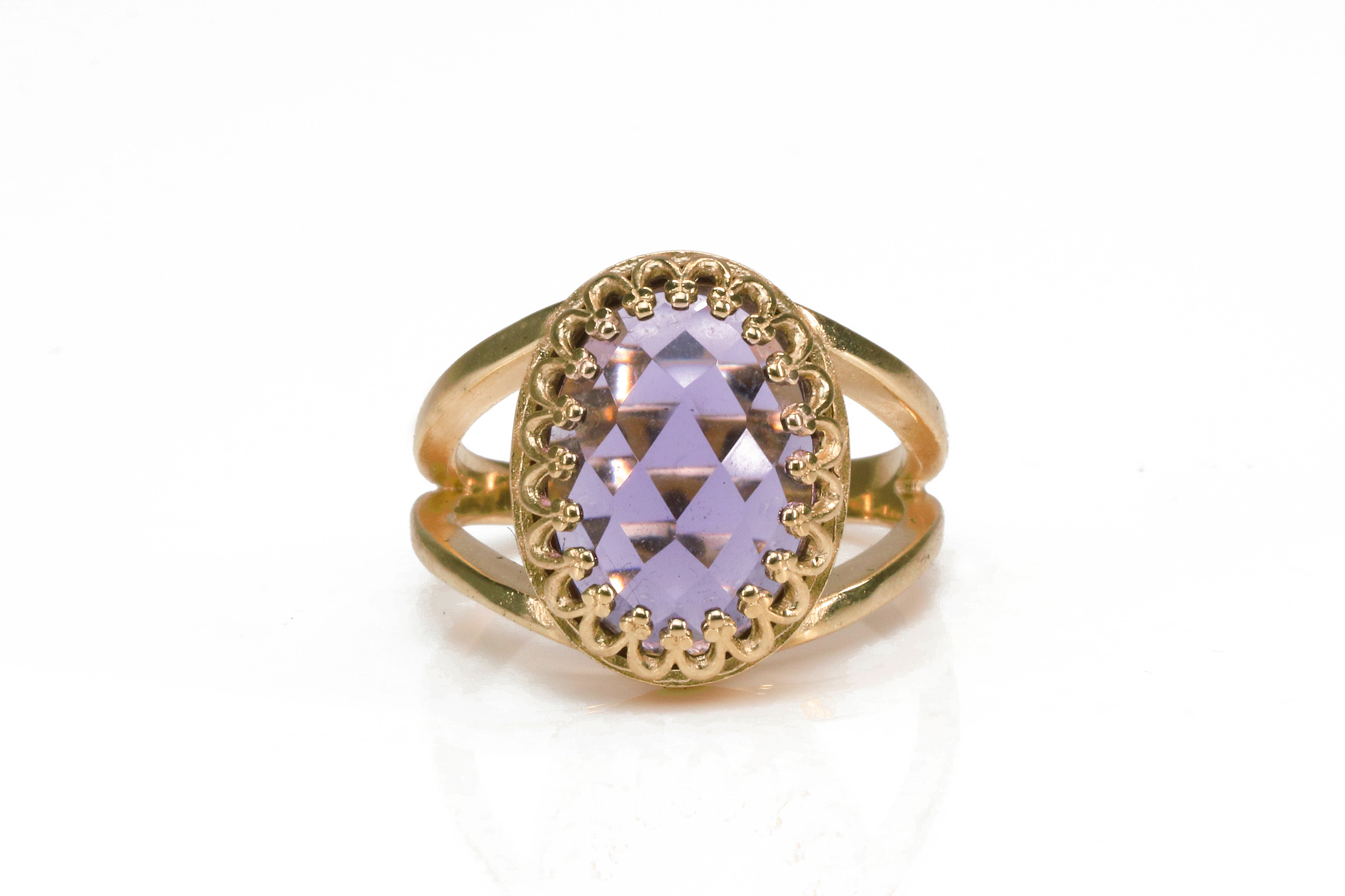Elegant Amethyst Jewelry with 14K Rose Gold-filled Band Rings Anemone Jewelry