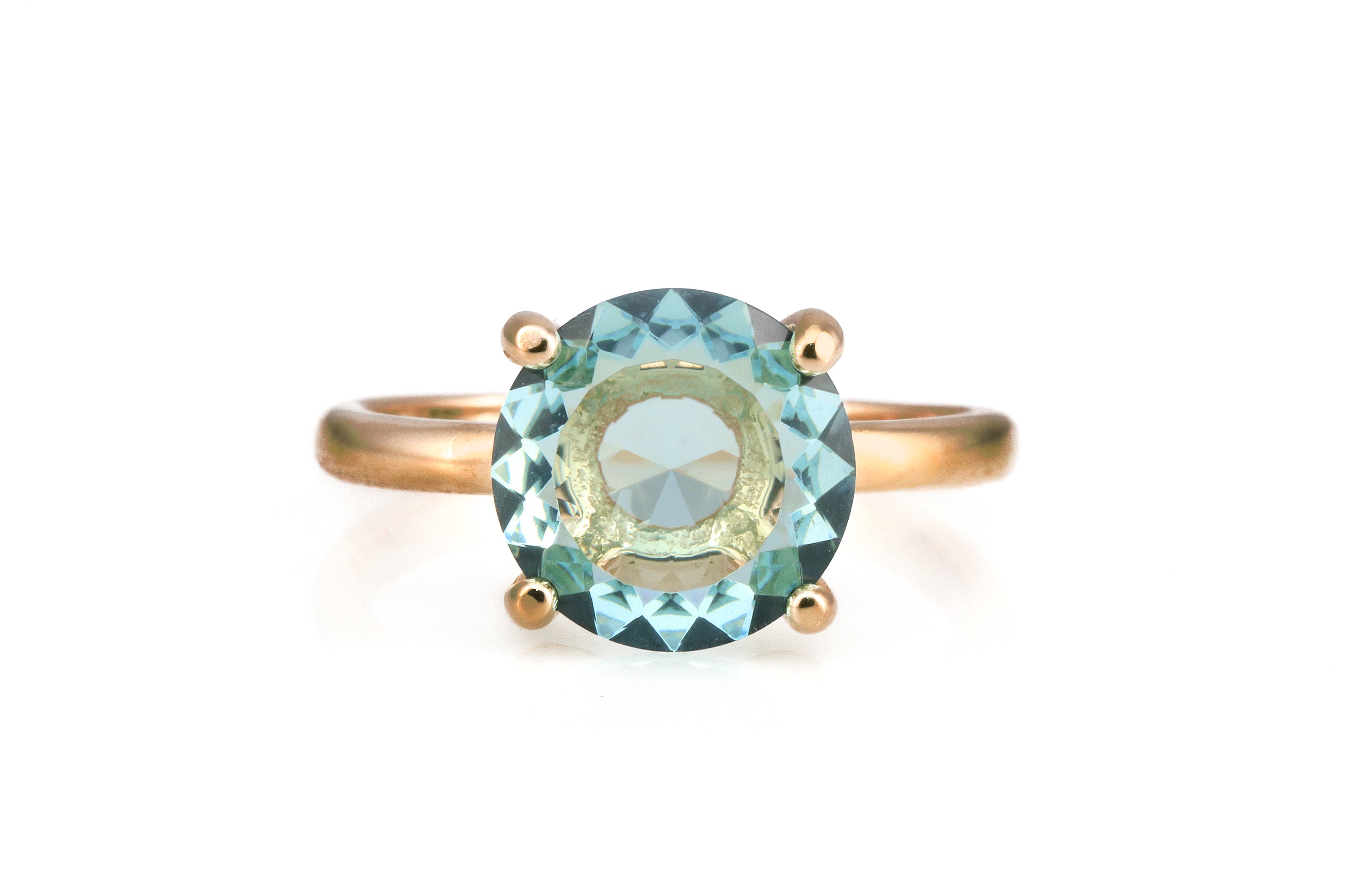 14K Rose Gold Blue Topaz Gemstone Ring Rings Anemone Unique