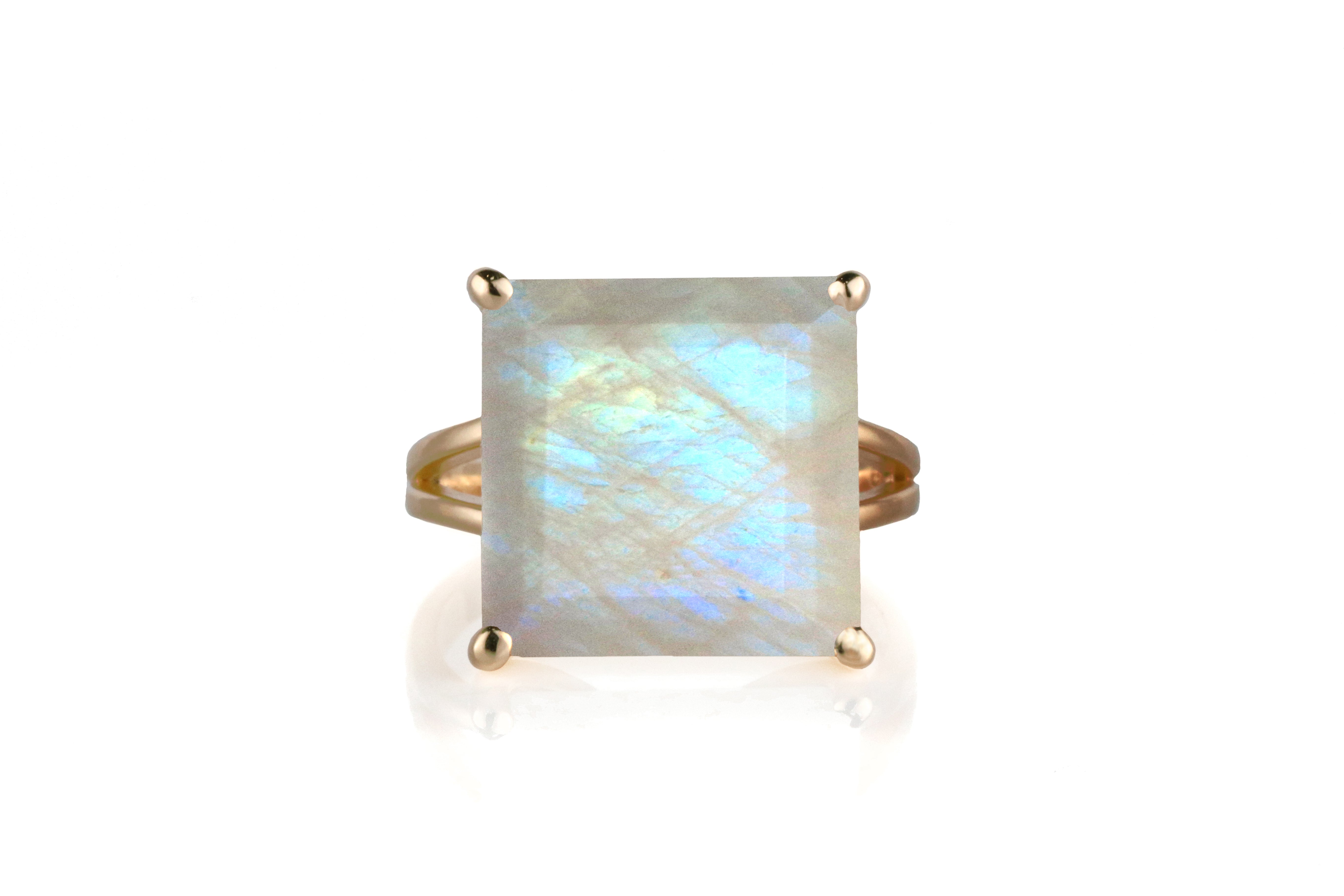 Mystic Moonstone Ring in 14k Rose Gold Rings Anemone Jewelry