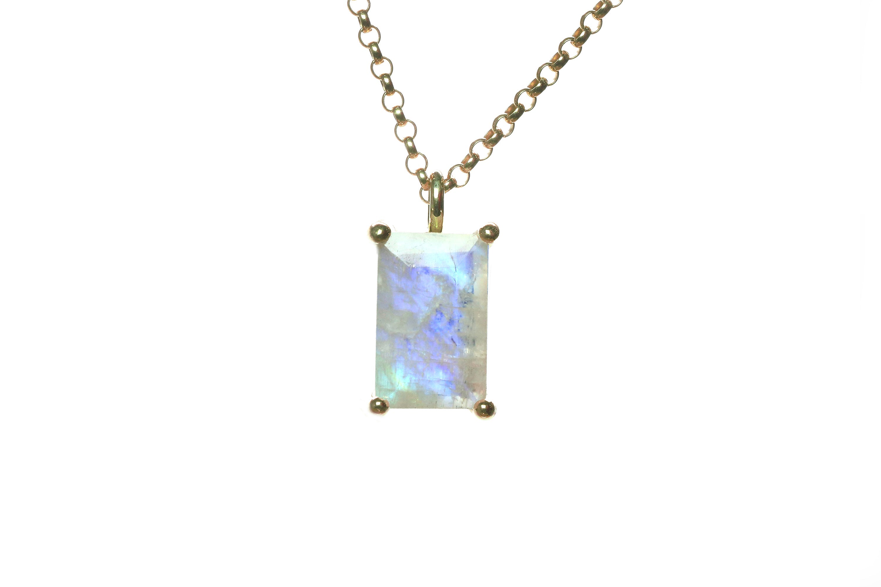 Amazing Rectangular Moonstone Gold Necklace necklaces Anemone Unique