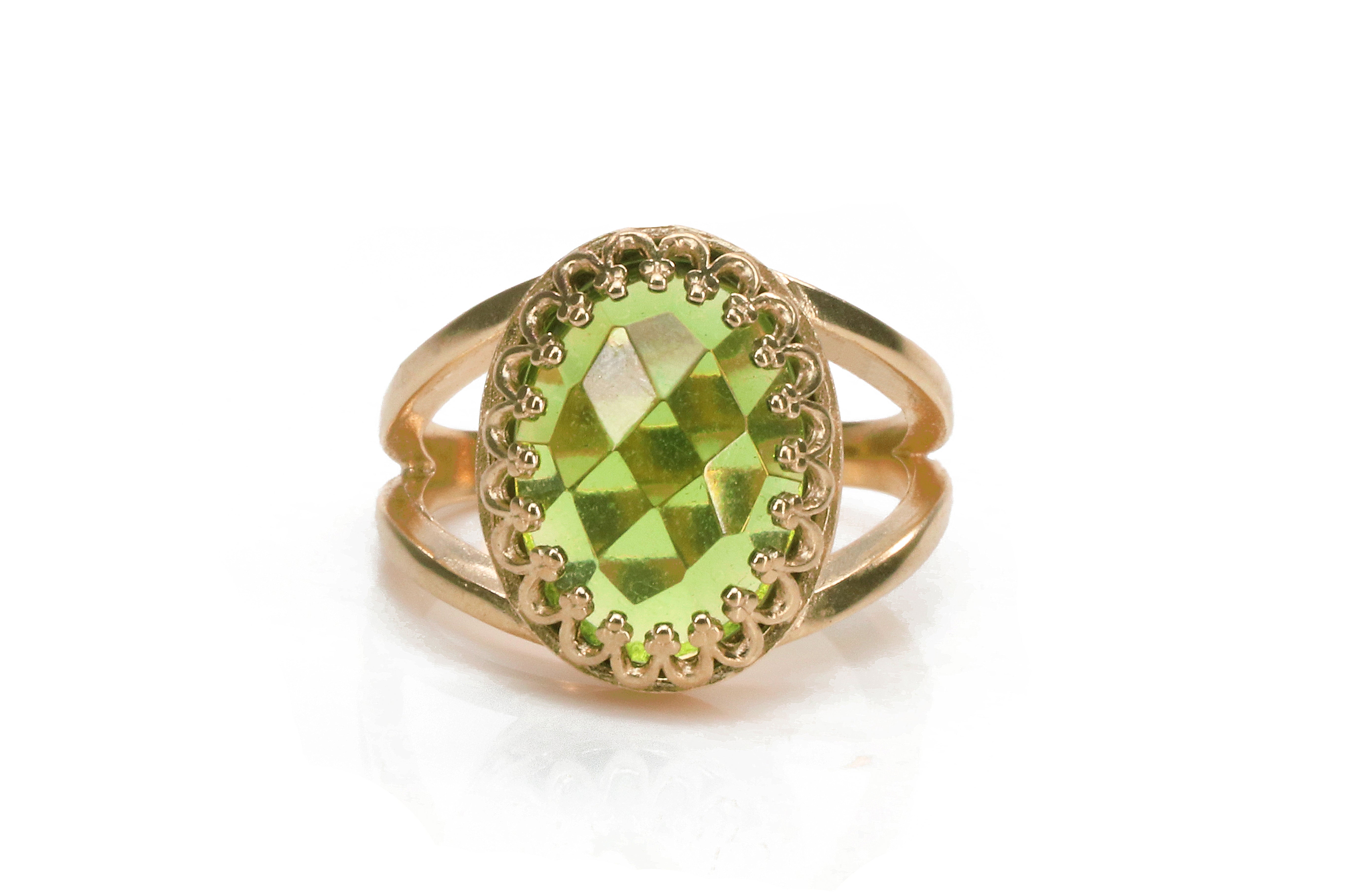Peridot Ring with 14k Rose Gold-filled Band Rings Anemone Jewelry