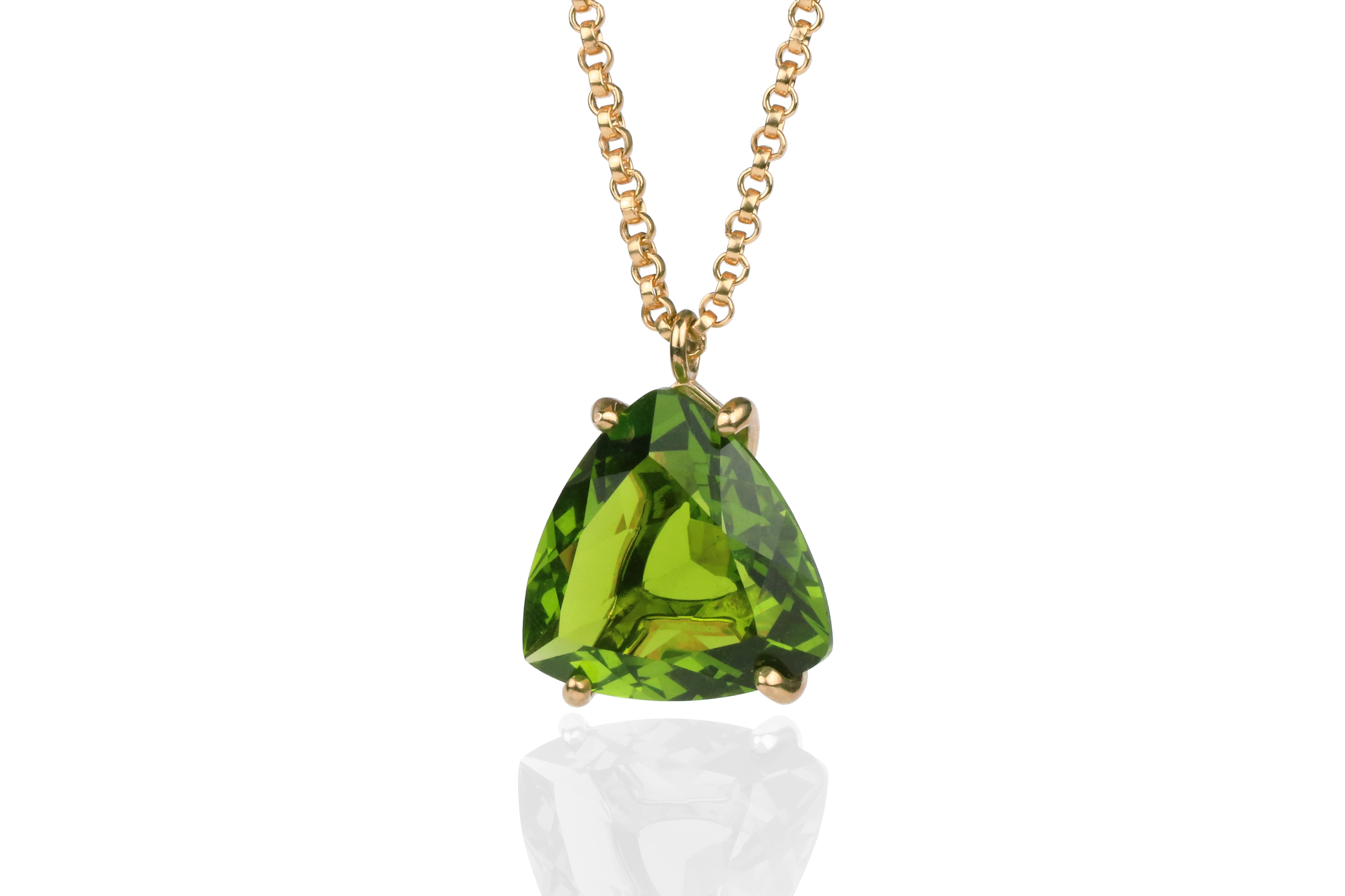 Brilliant Trillion Peridot Necklace in Sterling Silver necklaces Anemone Jewelry