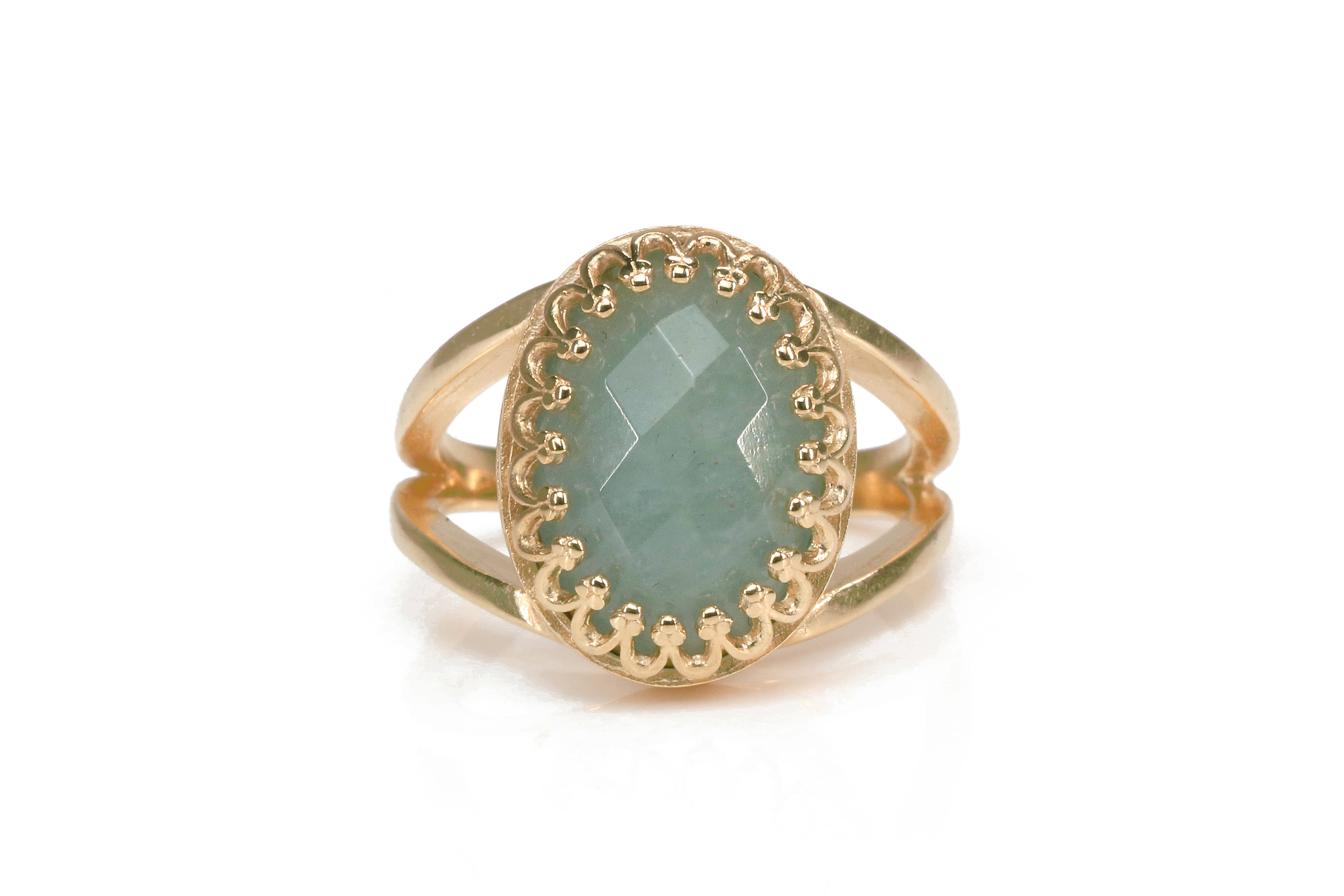 Stunning Aquamarine Ring with 14k Rose Gold-filled Double Band Rings Anemone Jewelry