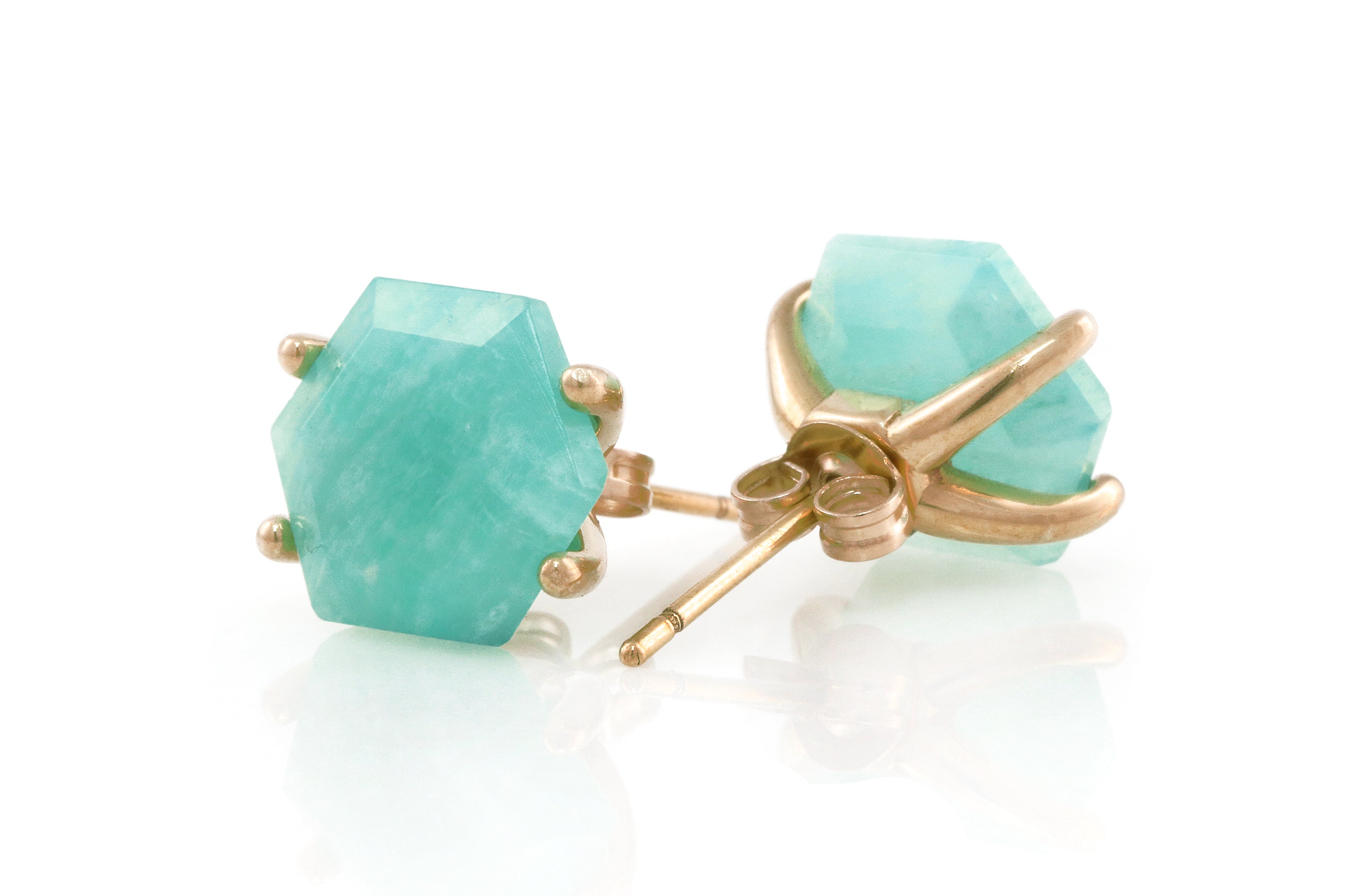 Gold Filled Hexagon Amazonite Earrings Earrings Anemone Unique