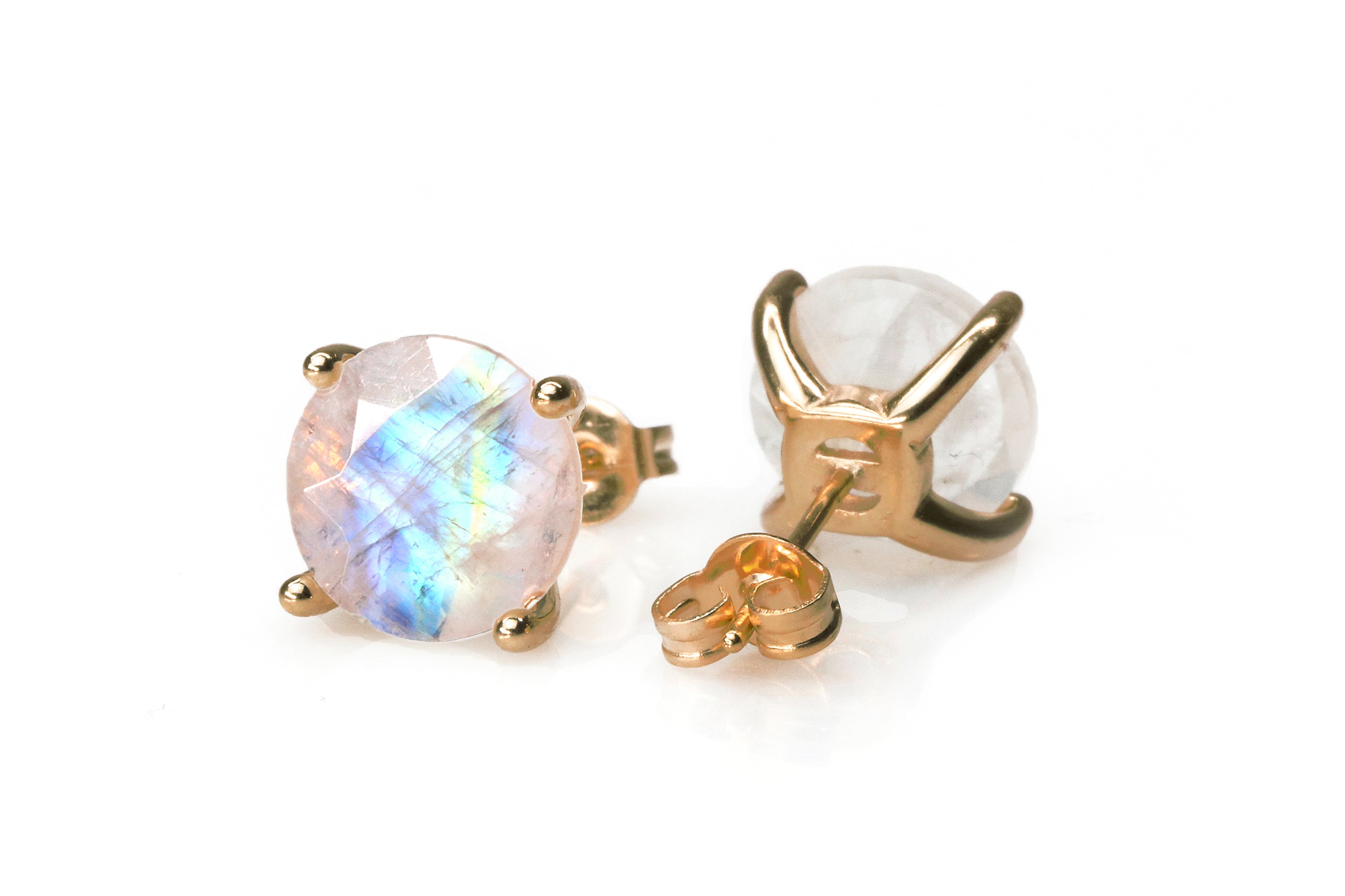 Classic Round Stud Moonstone Gold Earrings Earrings Anemone Unique