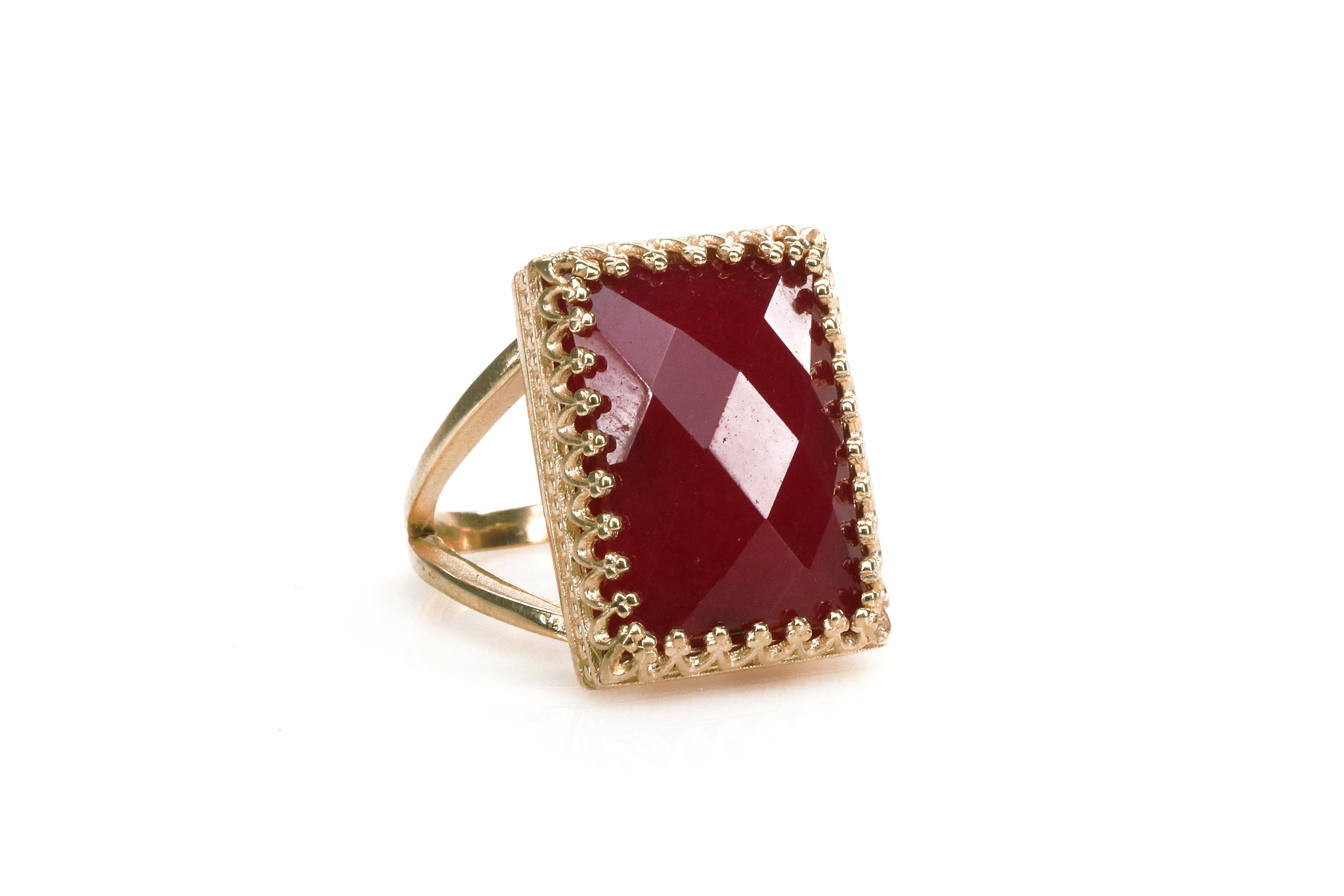 Bold Jade Ring in 14k Rose Gold Rings Anemone Jewelry