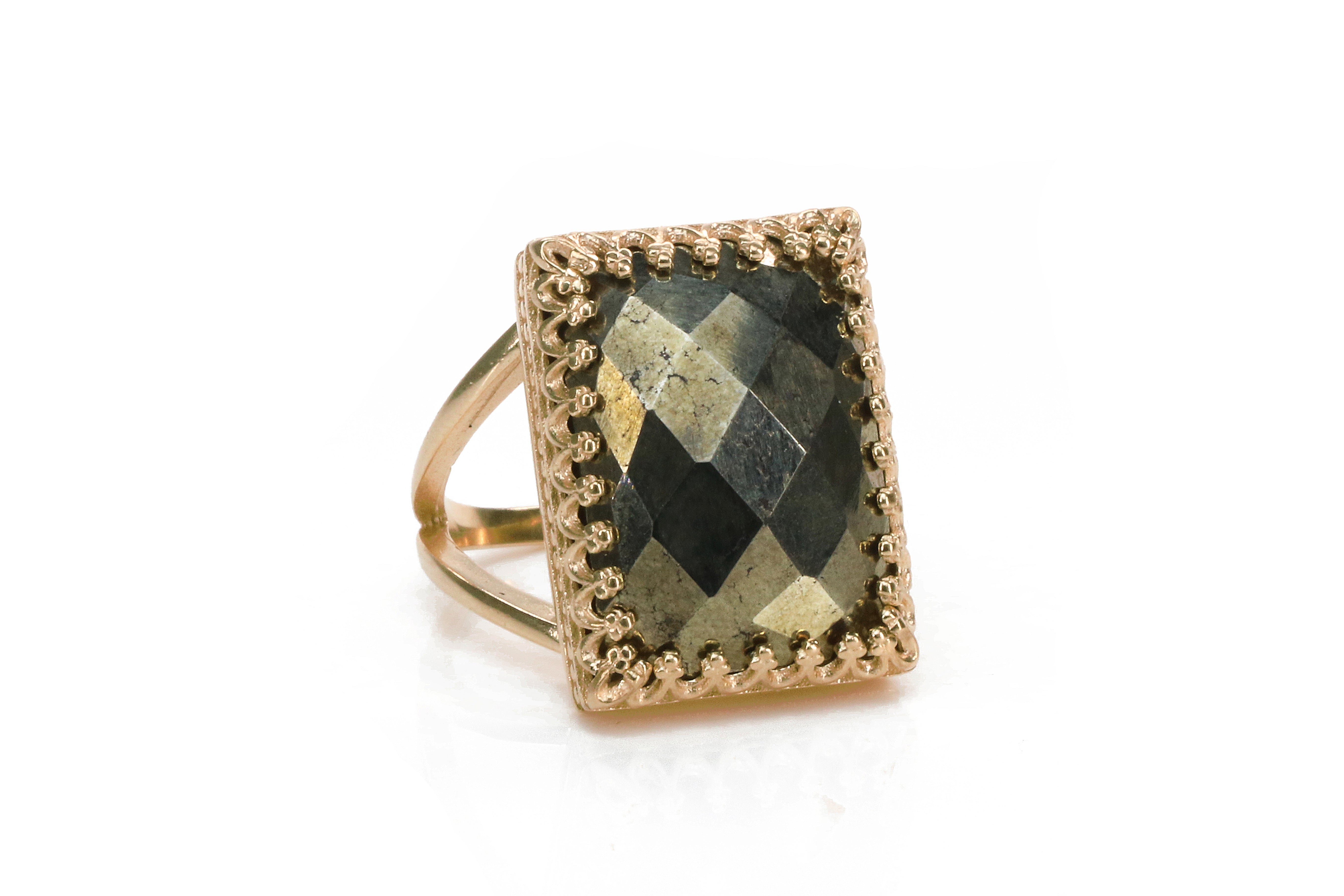 Unique Pyrite Stone Ring in 14k Gold Filled Rings Anemone Jewelry