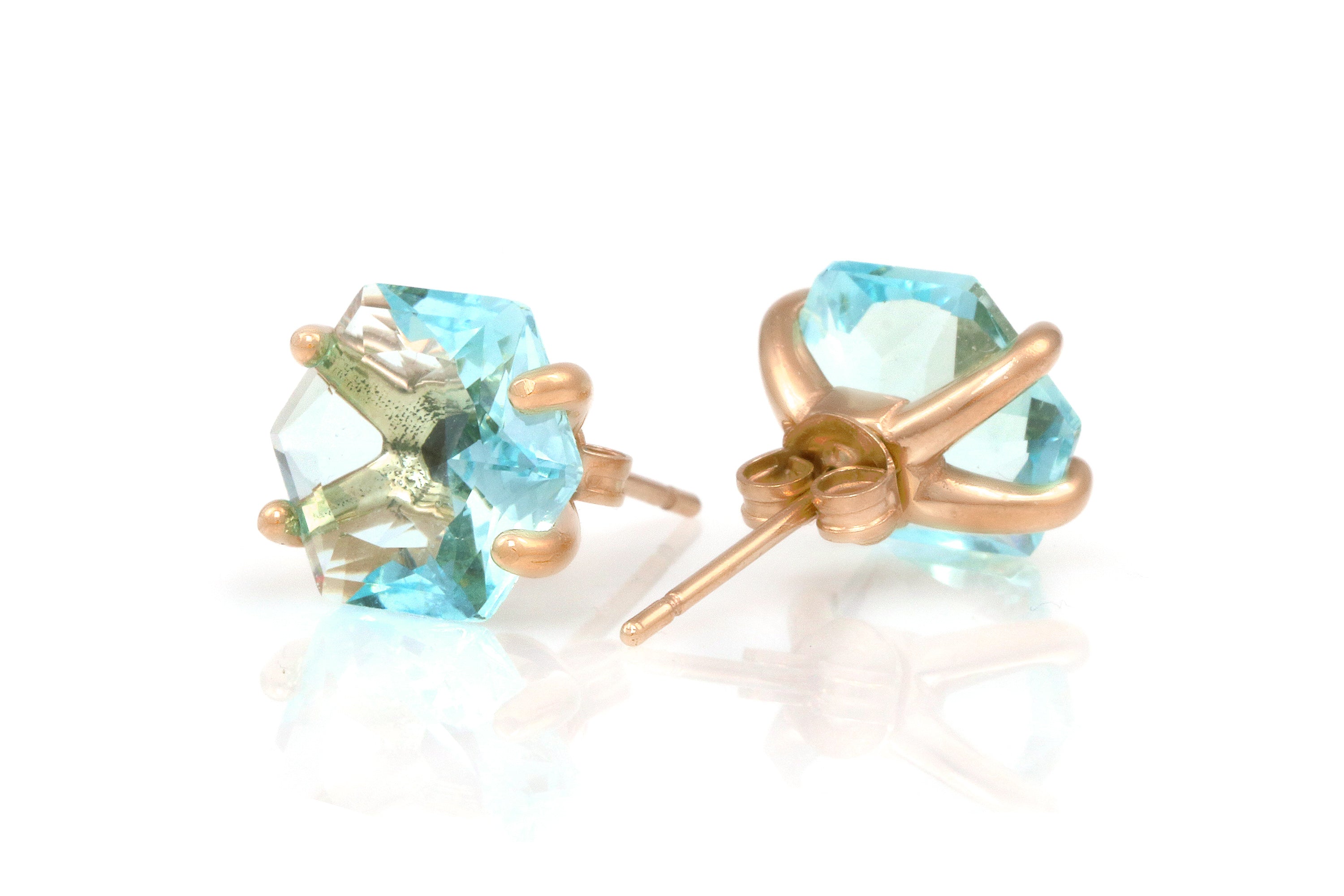 Gold Blue Topaz Earrings Earrings Anemone Unique