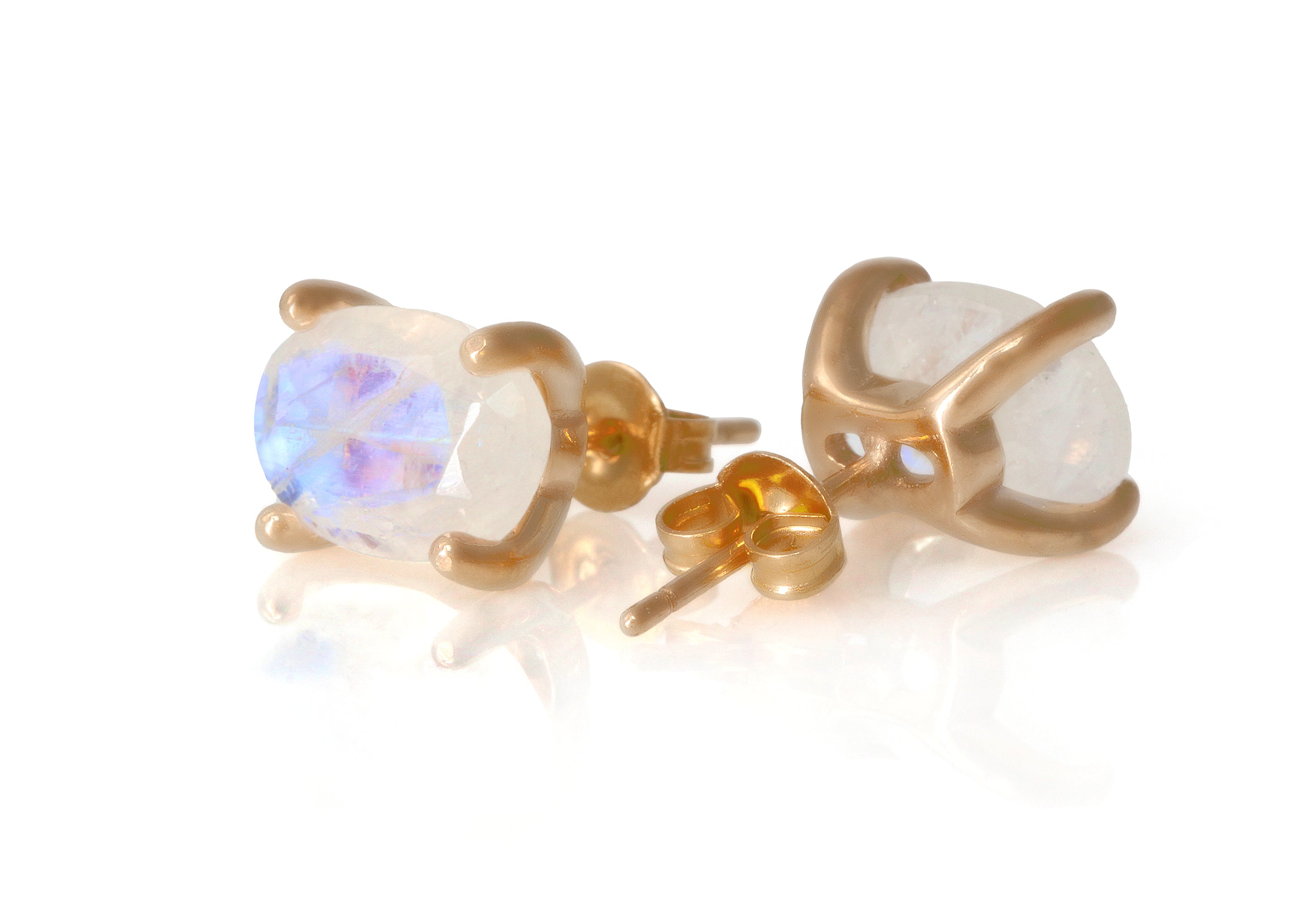 Intriguing Oval Moonstone Gold Earrings Earrings Anemone Unique