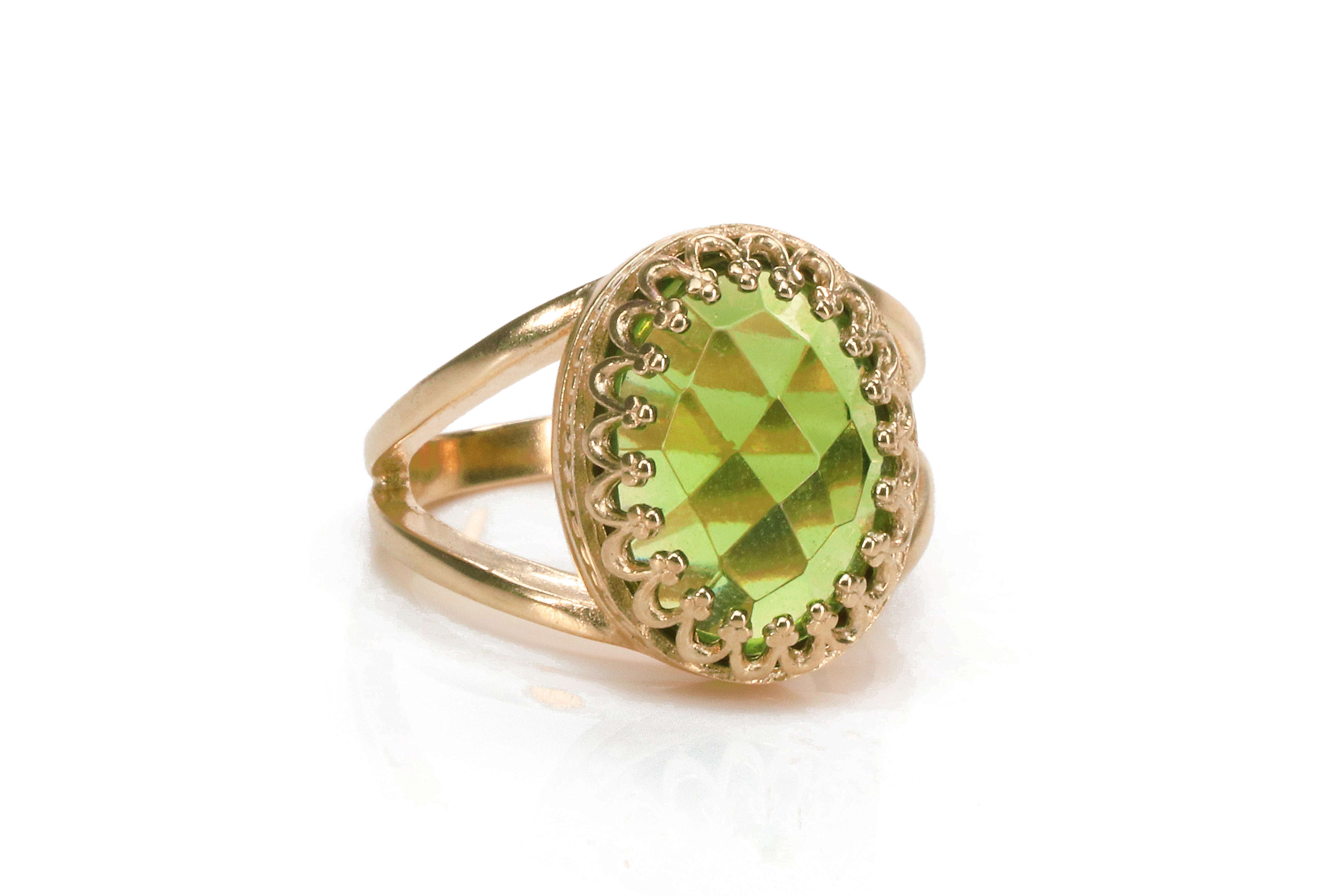 Peridot Ring with 14k Rose Gold-filled Band Rings Anemone Jewelry