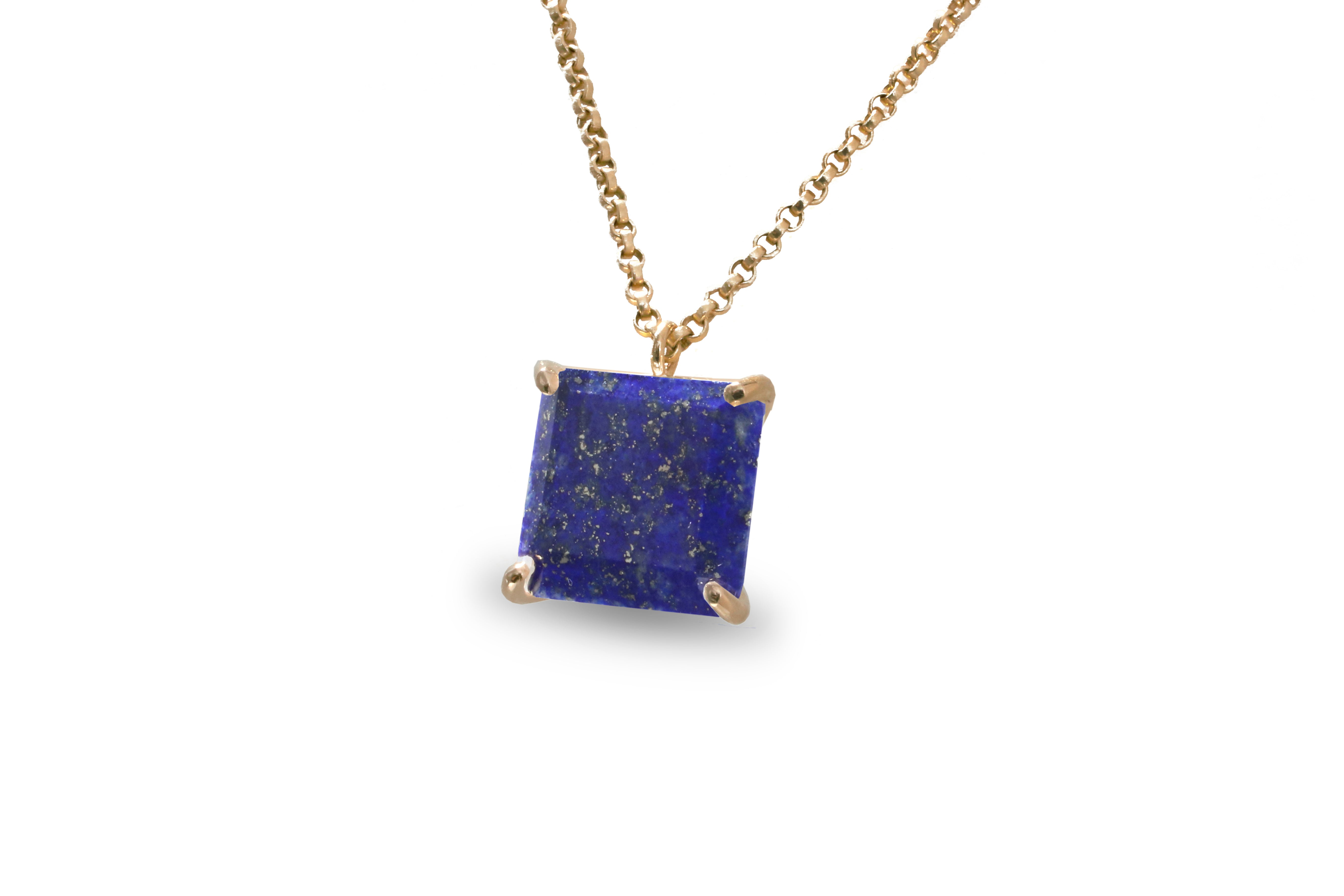 Charming Square Lapis Lazuli Necklace in 14k Gold Filled necklaces Anemone Jewelry