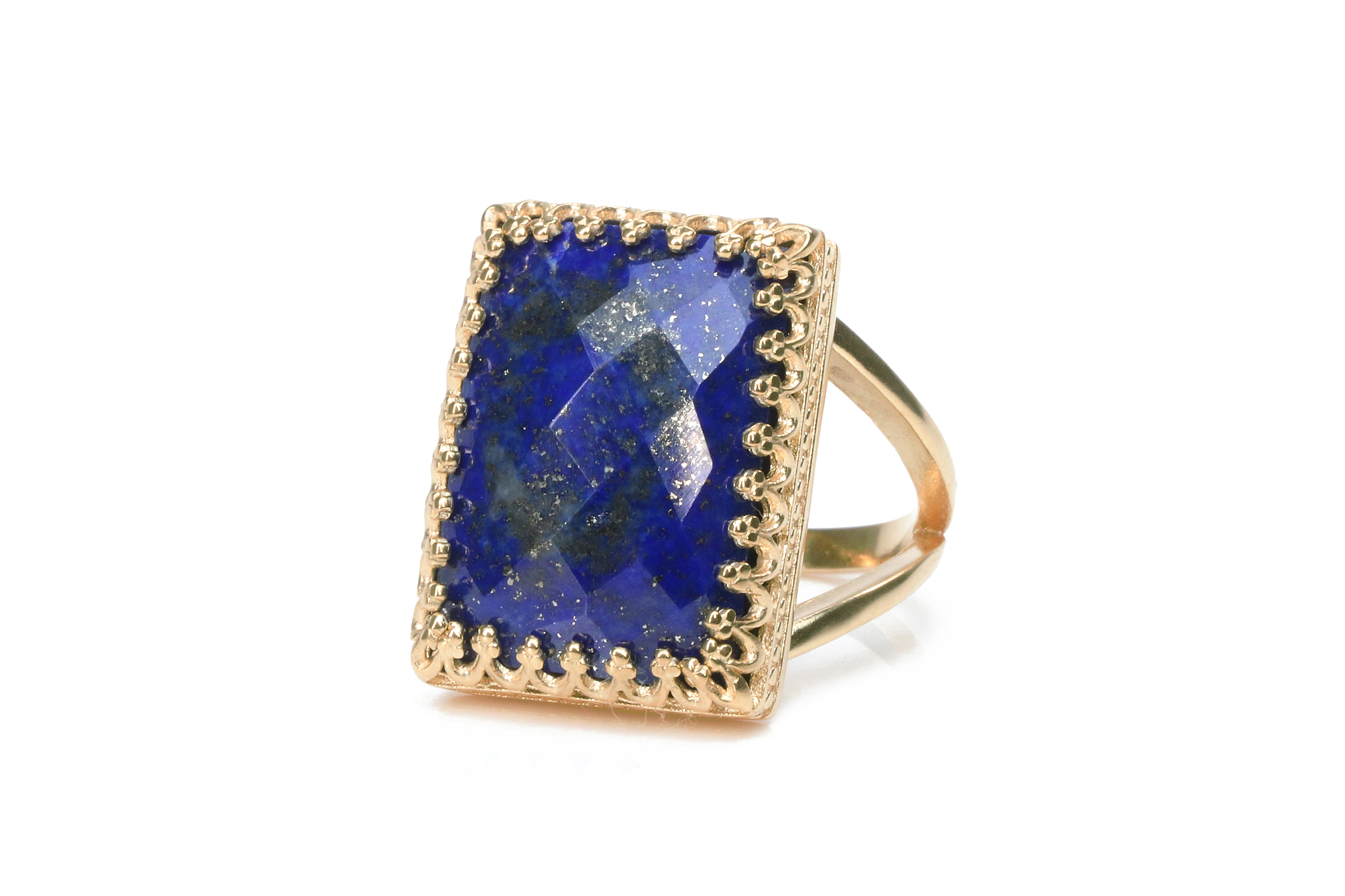 15CT Midnight Blue Lapis Lazuli in 925 Sterling Silver Rings Anemone Jewelry