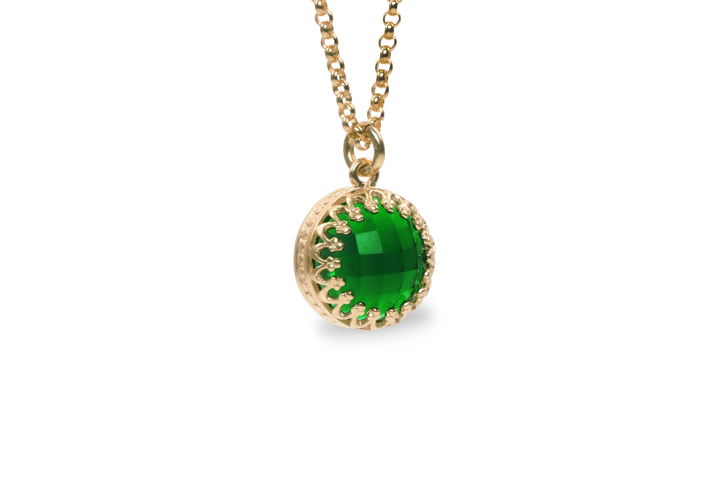 Dainty Emerald Pendant Necklace necklaces Anemone Jewelry