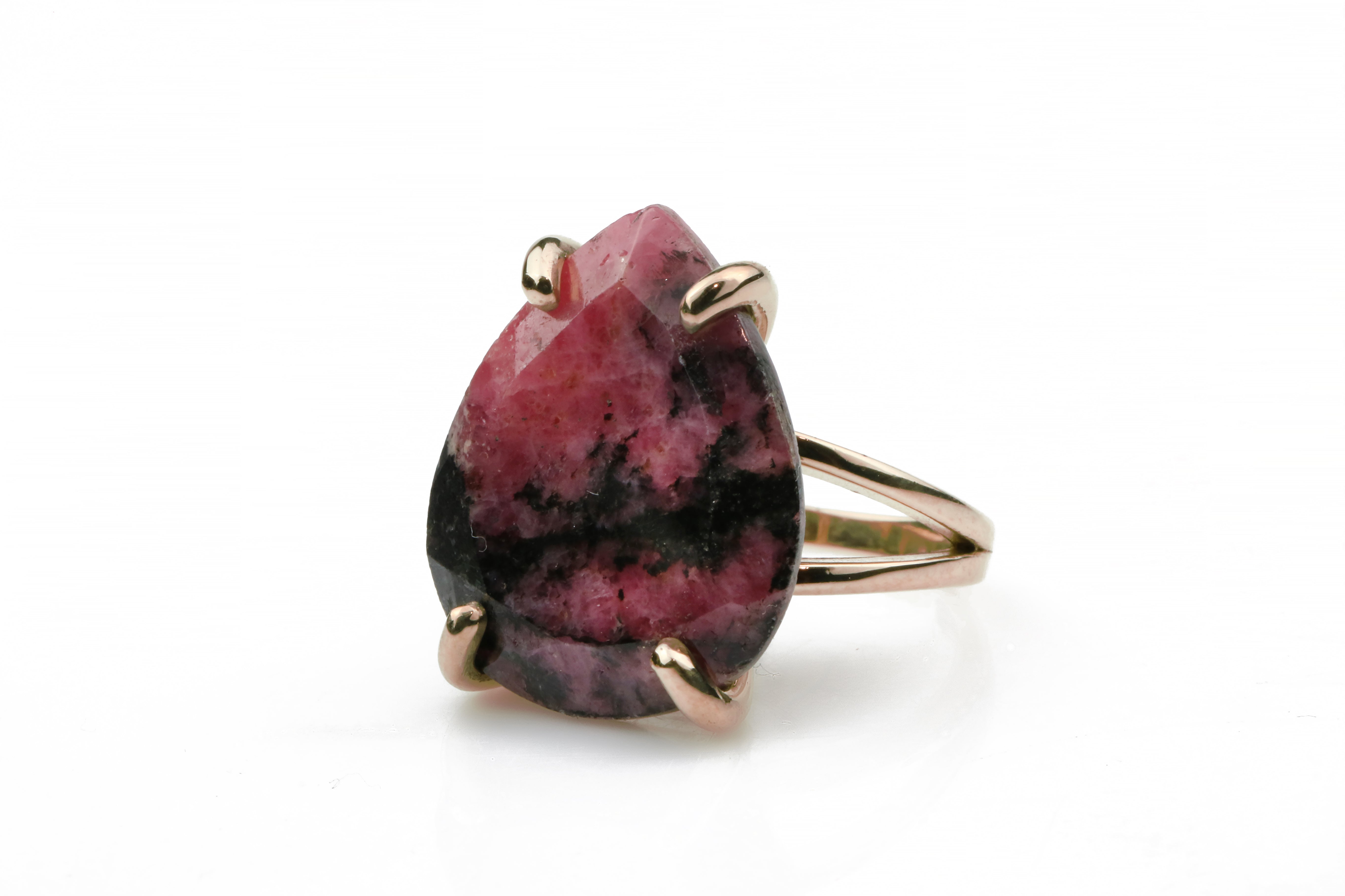 14CT Rhodonite 14K Gold Ring Rings Anemone Jewelry