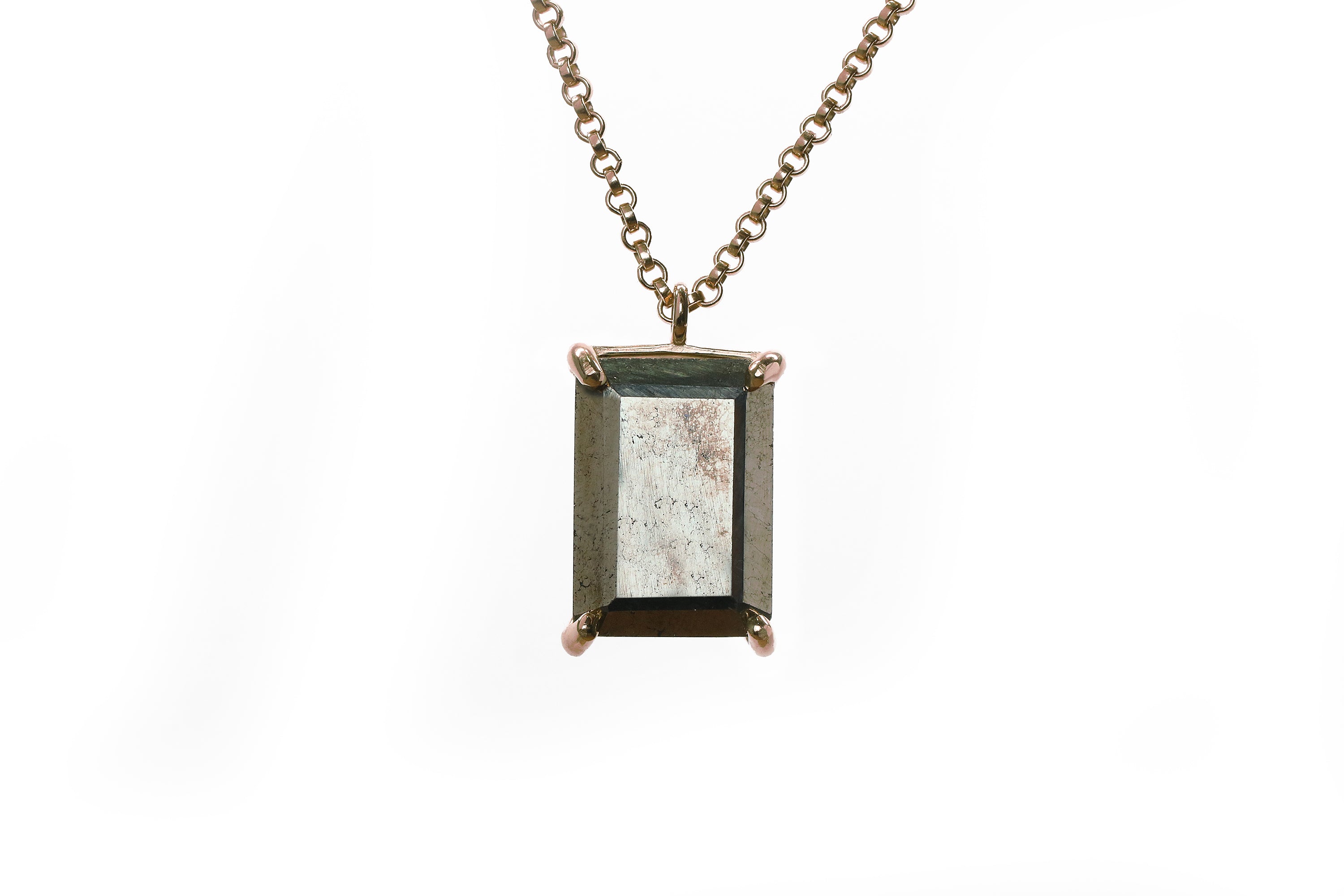 Rectangular Cut Pyrite Necklace in Gold necklaces Anemone Jewelry
