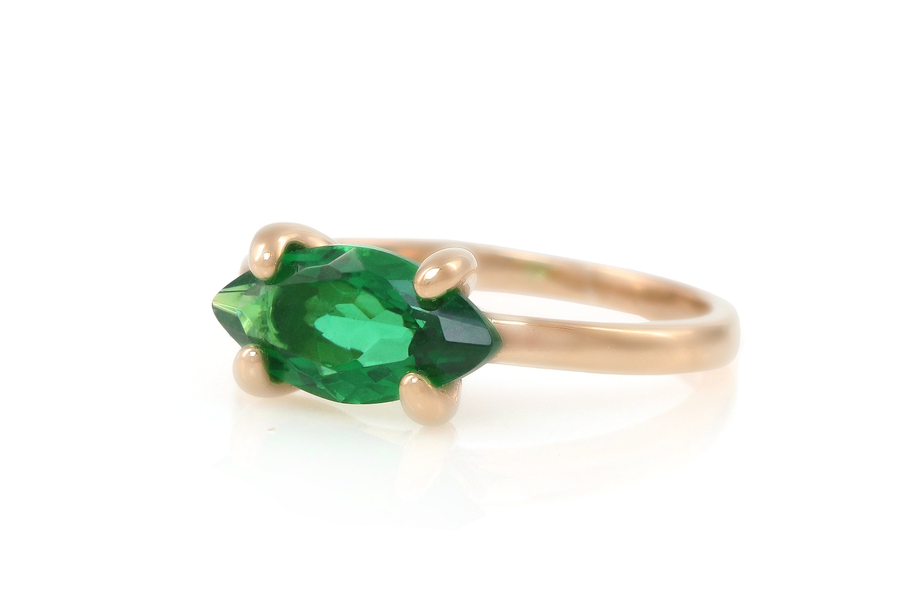 Dainty Emerald Gemstone Rose Gold Ring Rings Anemone Unique