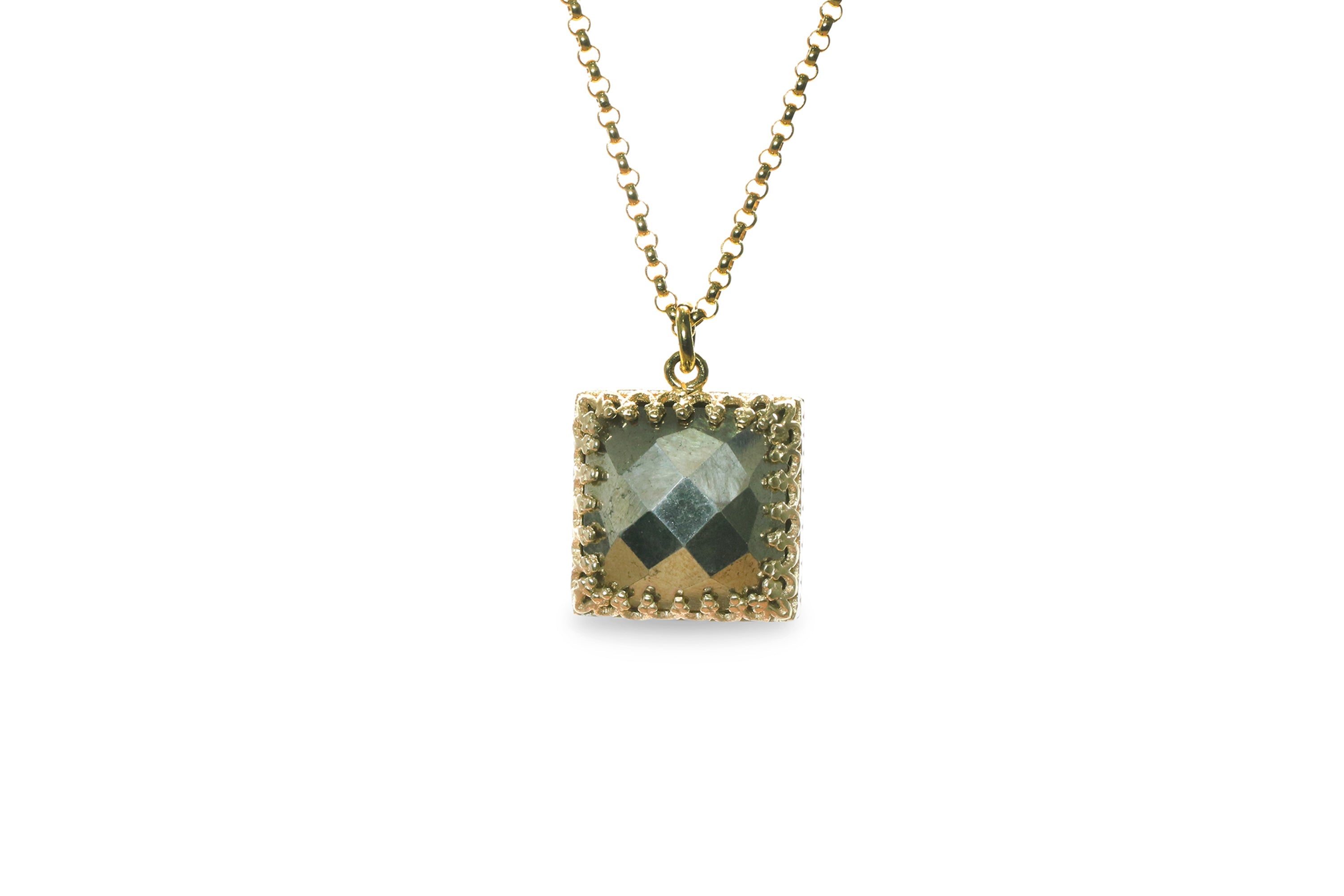 Intricate Pyrite Necklace in 14k Gold Filled necklaces Anemone Jewelry