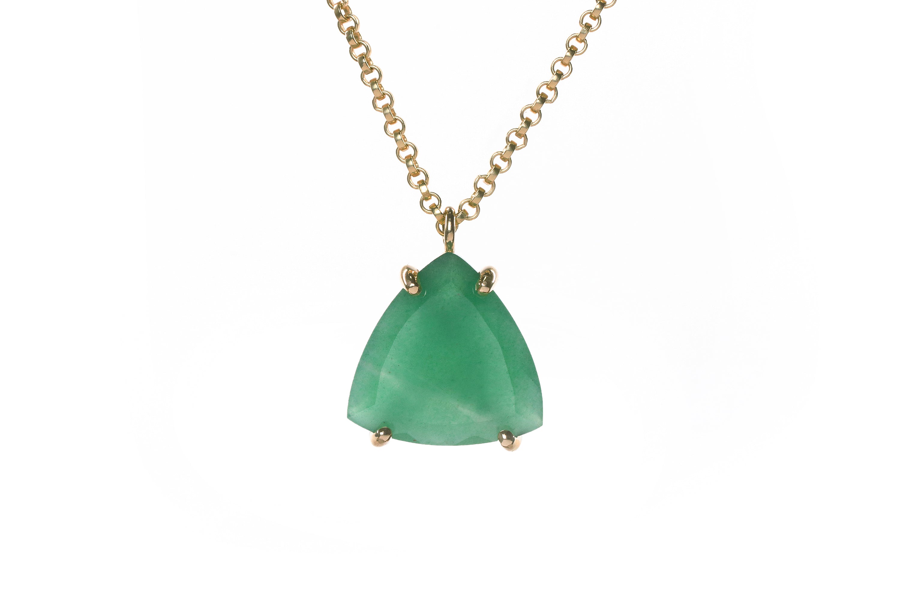 Trillion Green Aventurine Gold Filled Necklace necklaces Anemone Jewelry