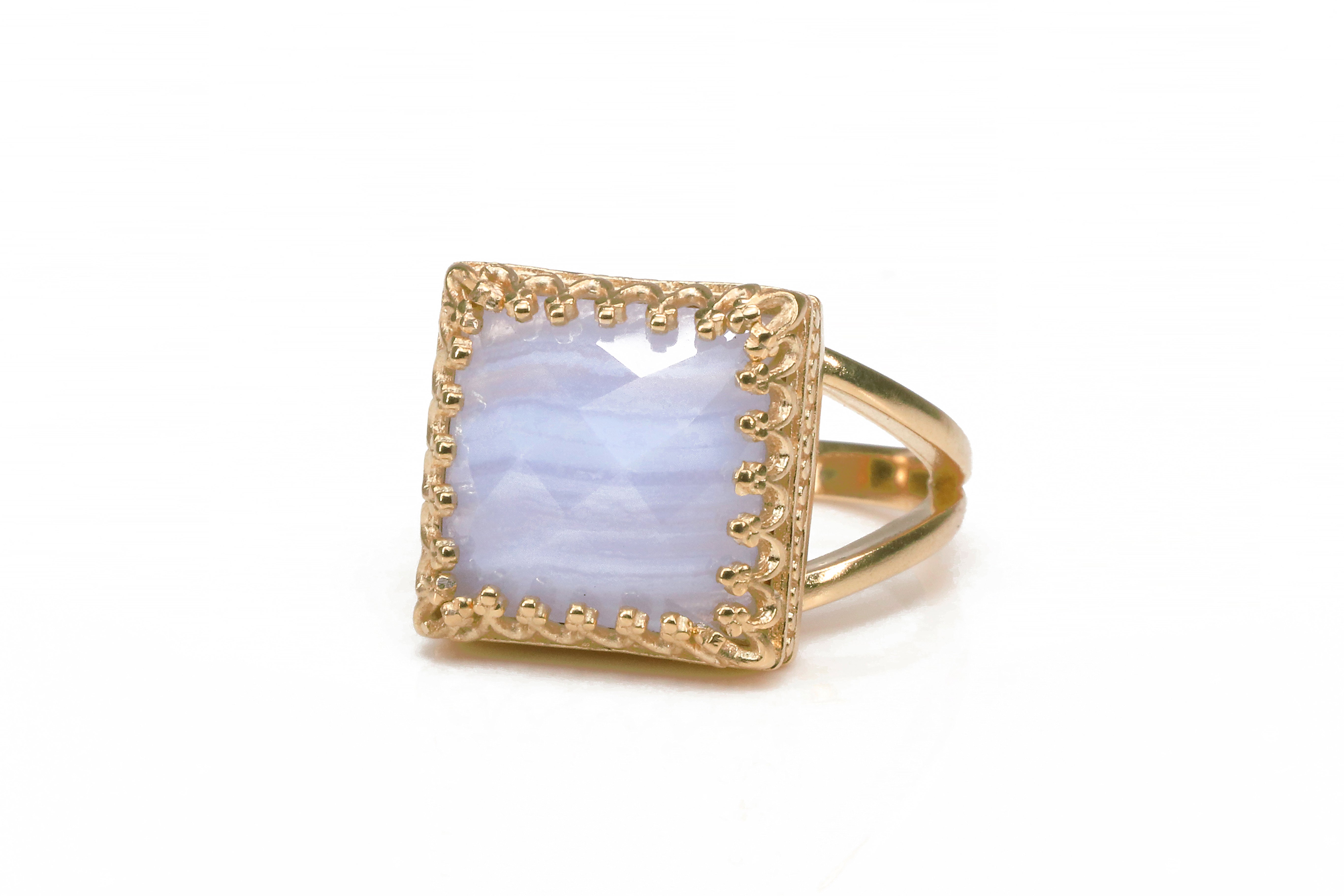 Baby Blue Lace Agate Ring in Sterling Silver Rings Anemone Jewelry
