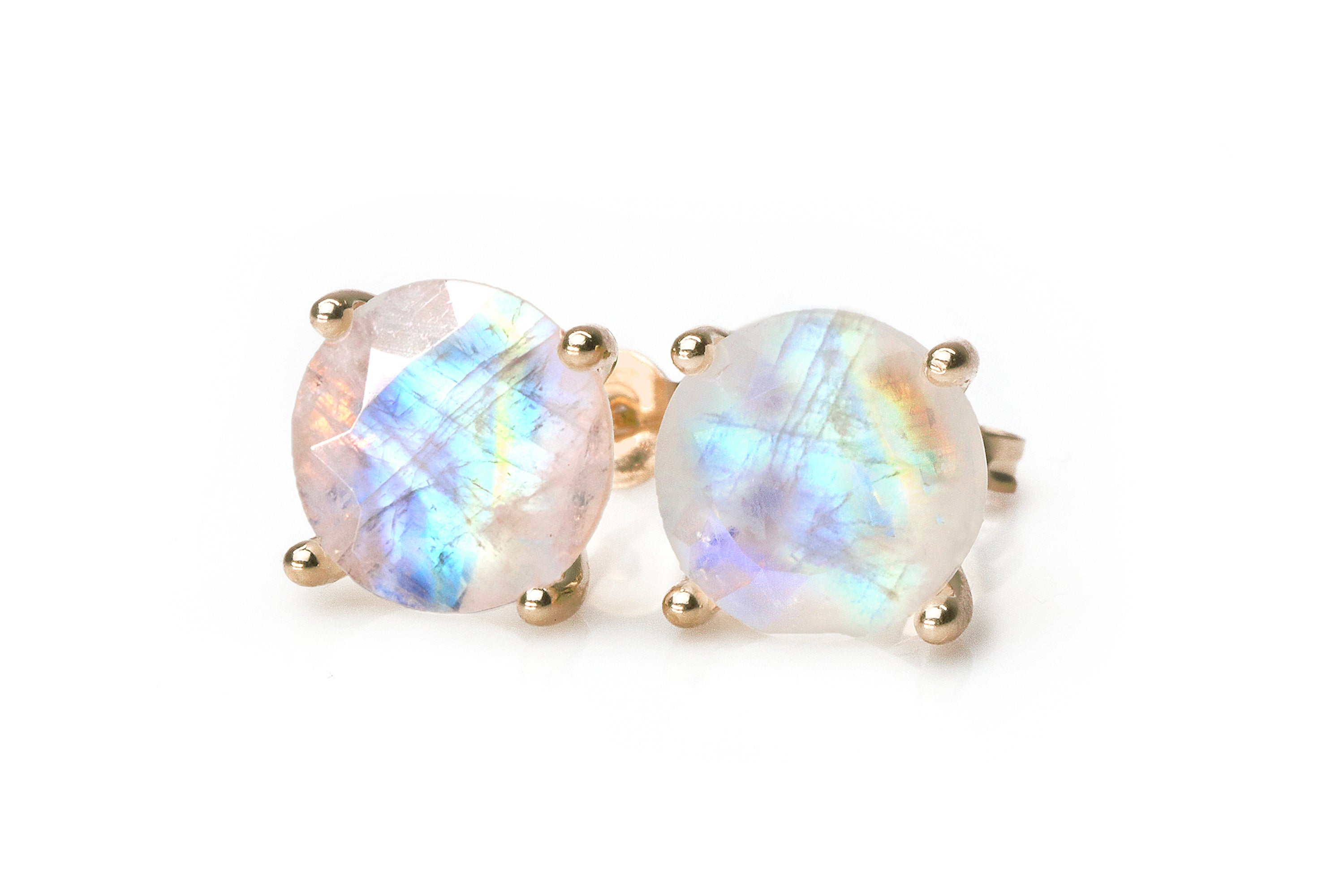 Round Moonstone Womens Silver Stud Earrings Earrings Anemone Unique