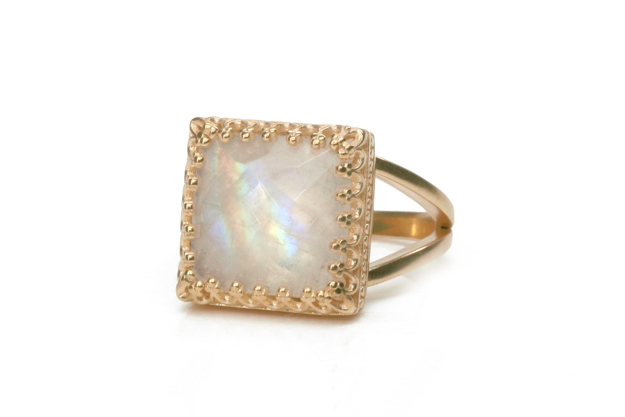Attractive Moonstone Ring with 14K Rose Gold-filled Band Rings Anemone Jewelry