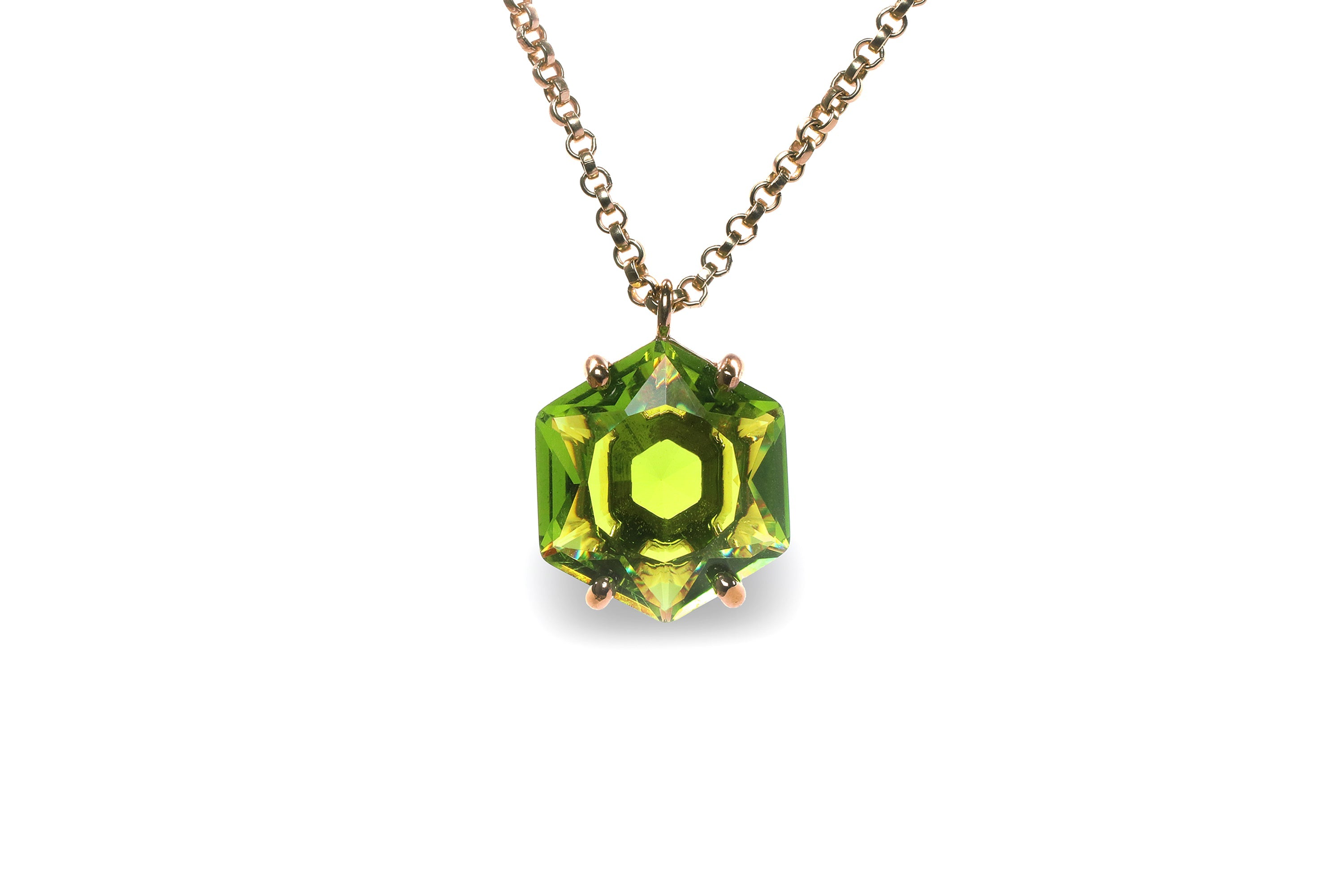 Classic Hexagon Peridot Gold Filled Necklace necklaces Anemone Jewelry