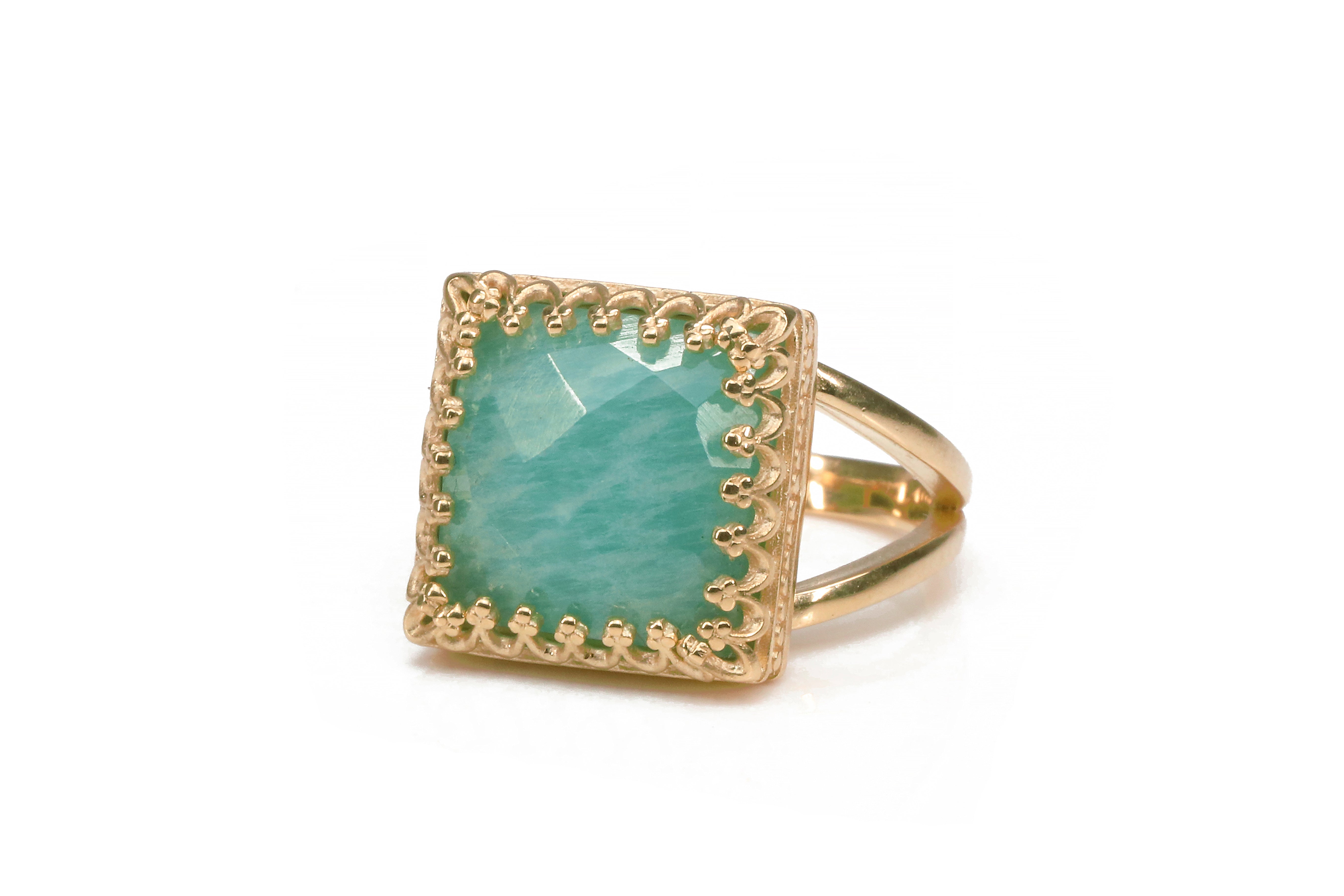 Customizable Amazonite Rose Gold Ring Rings Anemone Jewelry