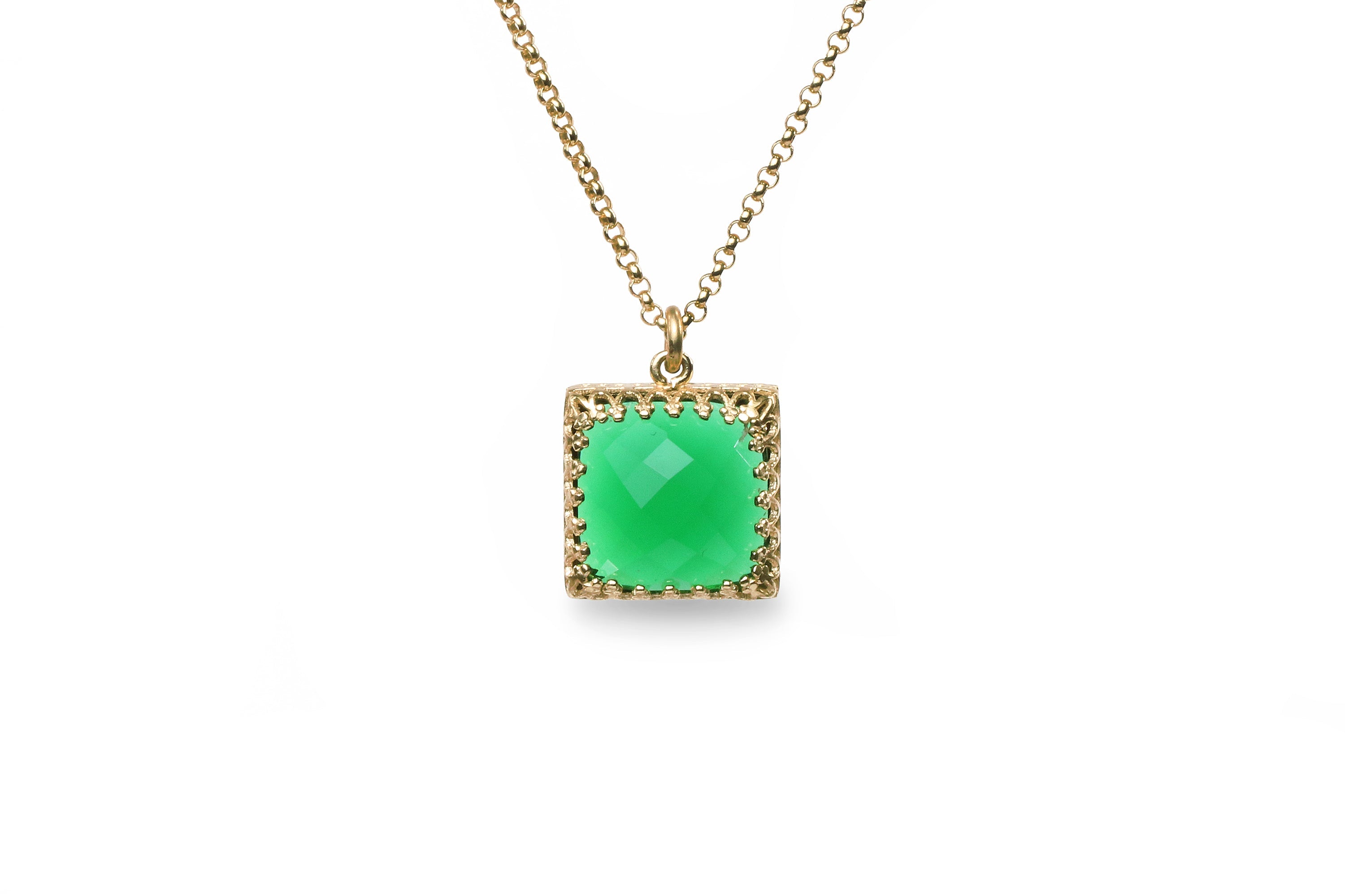 Lovely Emerald Necklace in 14k Gold necklaces Anemone Jewelry