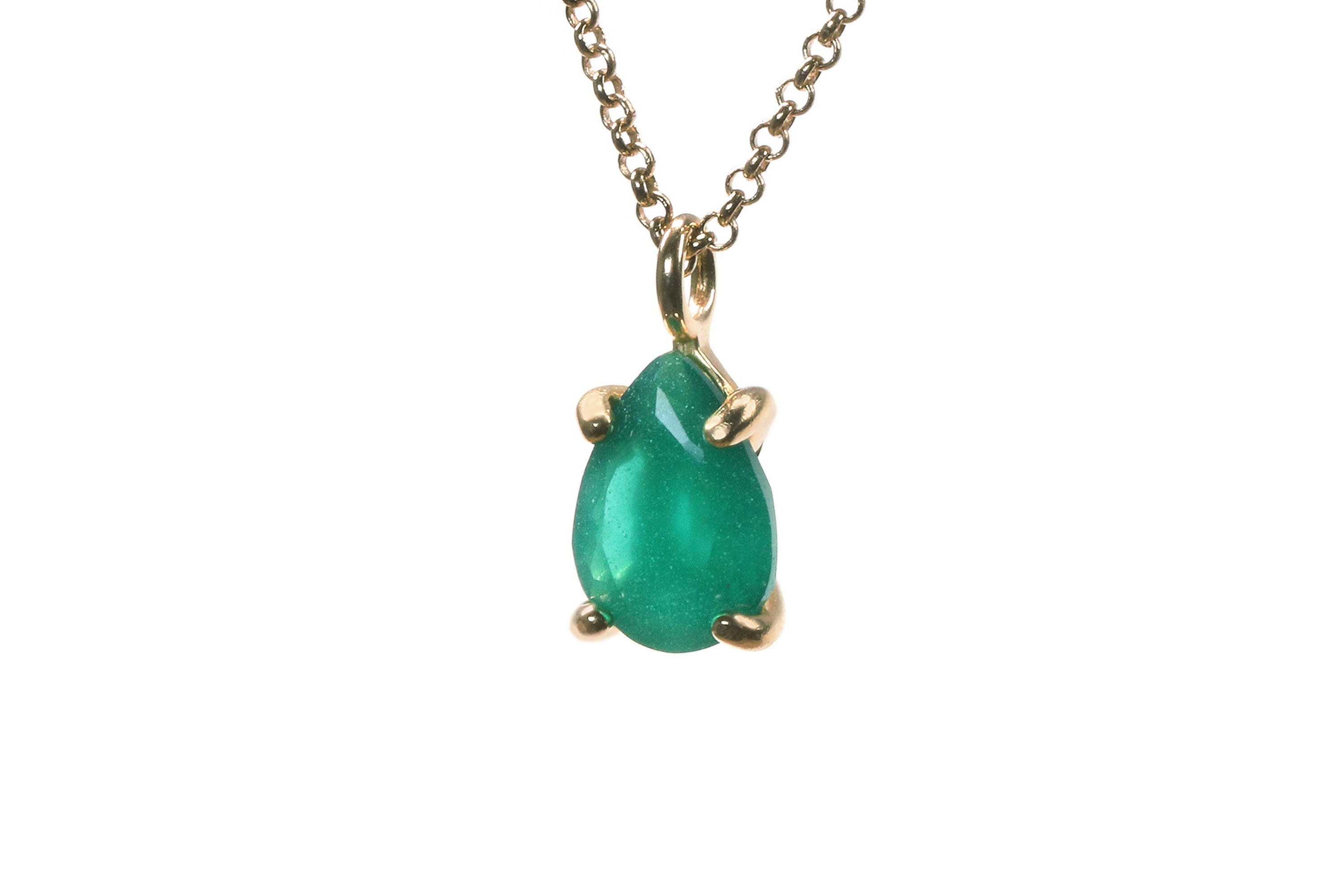 Pear Green Onyx Sterling Silver Necklace necklaces Anemone Unique