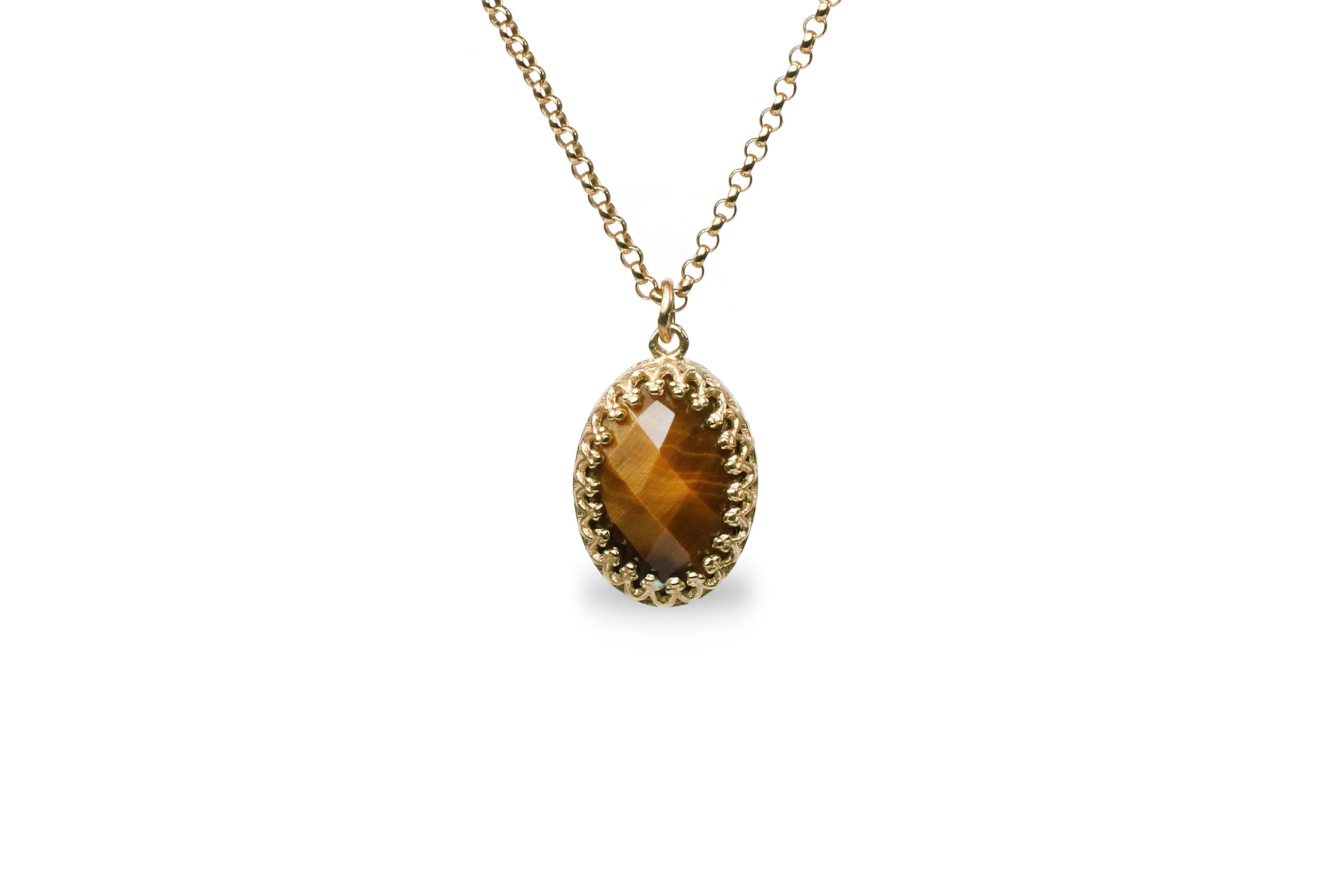 Artisan Tiger Eye Crystal Necklace in Gold necklaces Anemone Jewelry