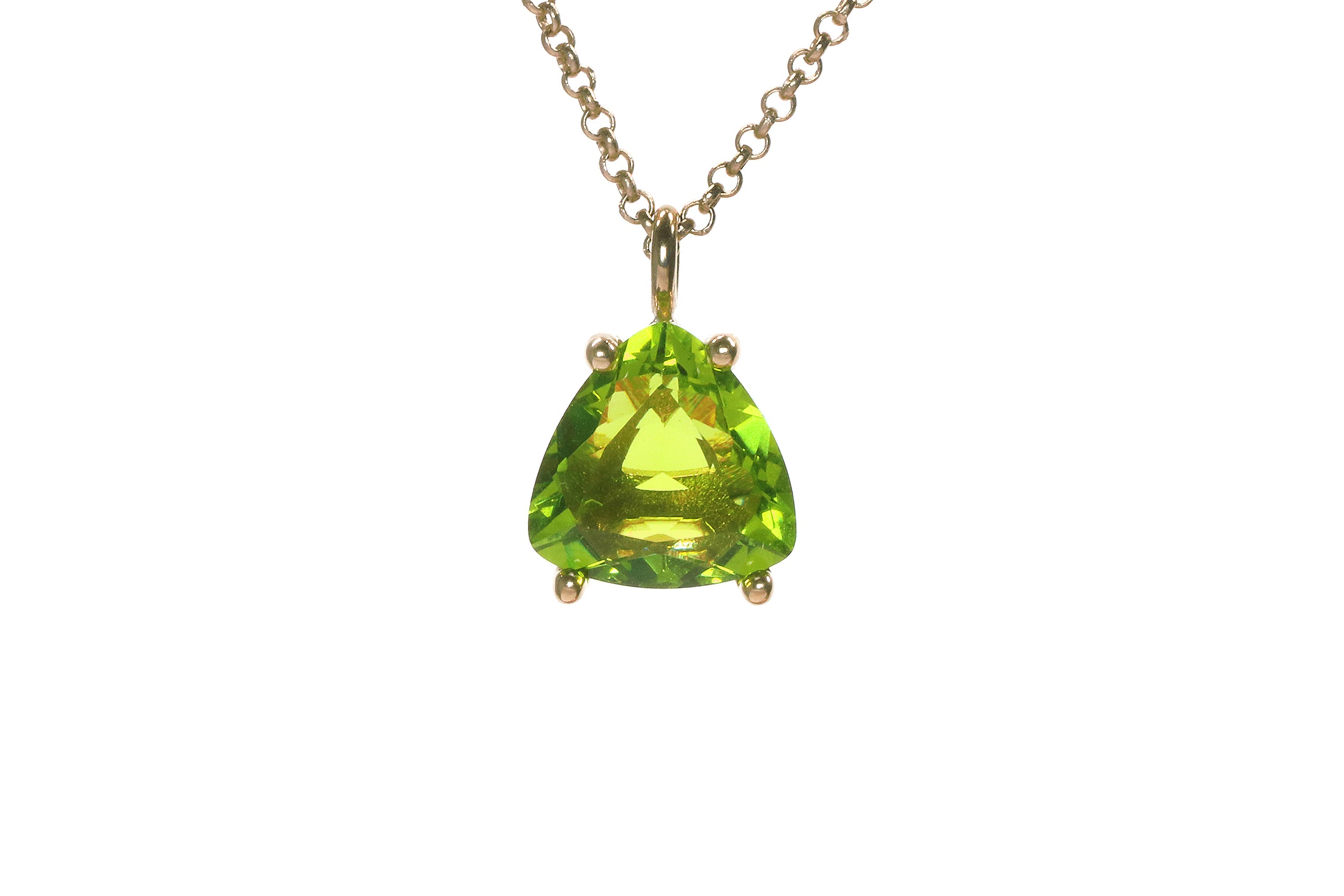 Brilliant Trillion Peridot Gold Necklace necklaces Anemone Unique