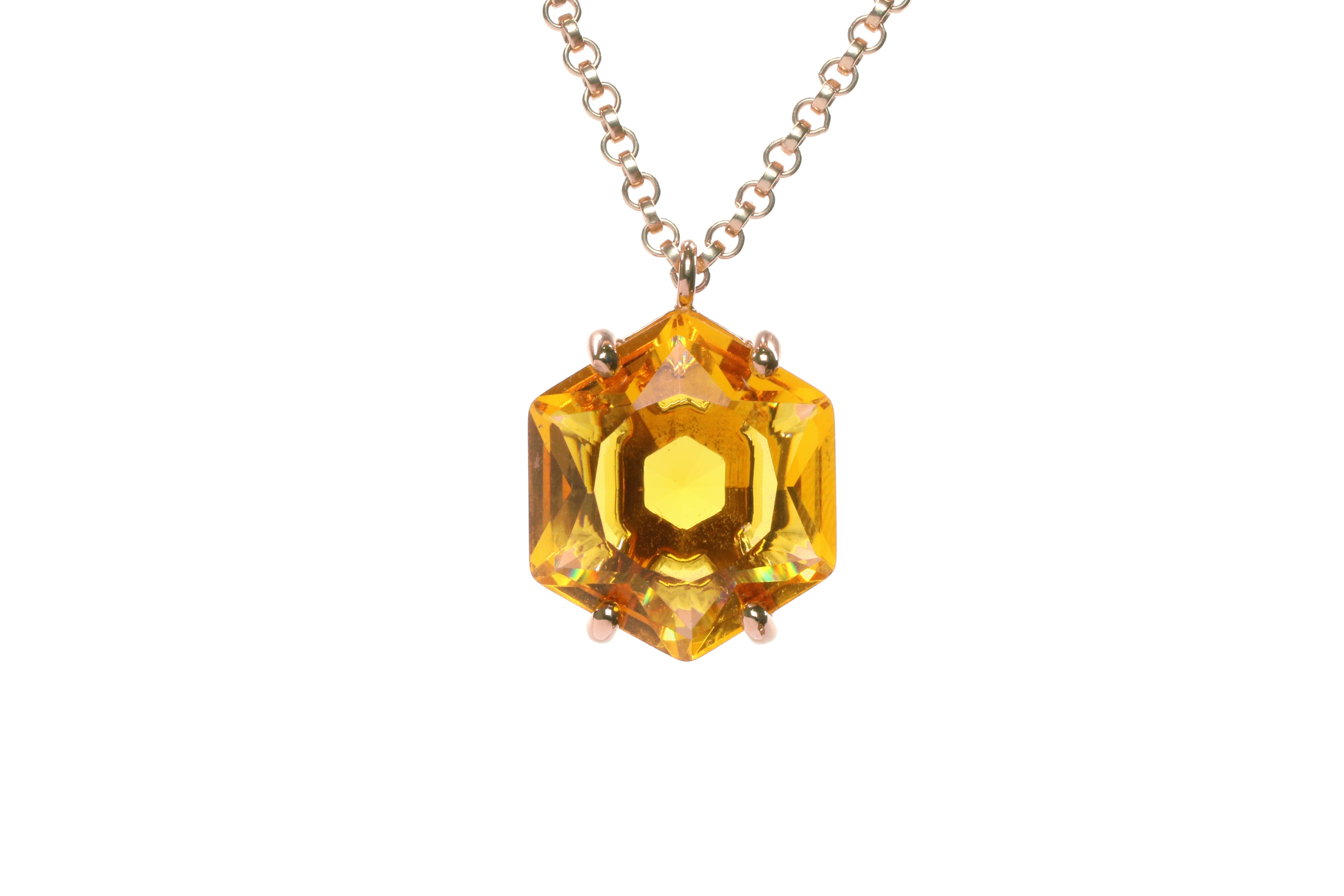 Brilliant Hexagon Citrine Gold Necklace necklaces Anemone Jewelry