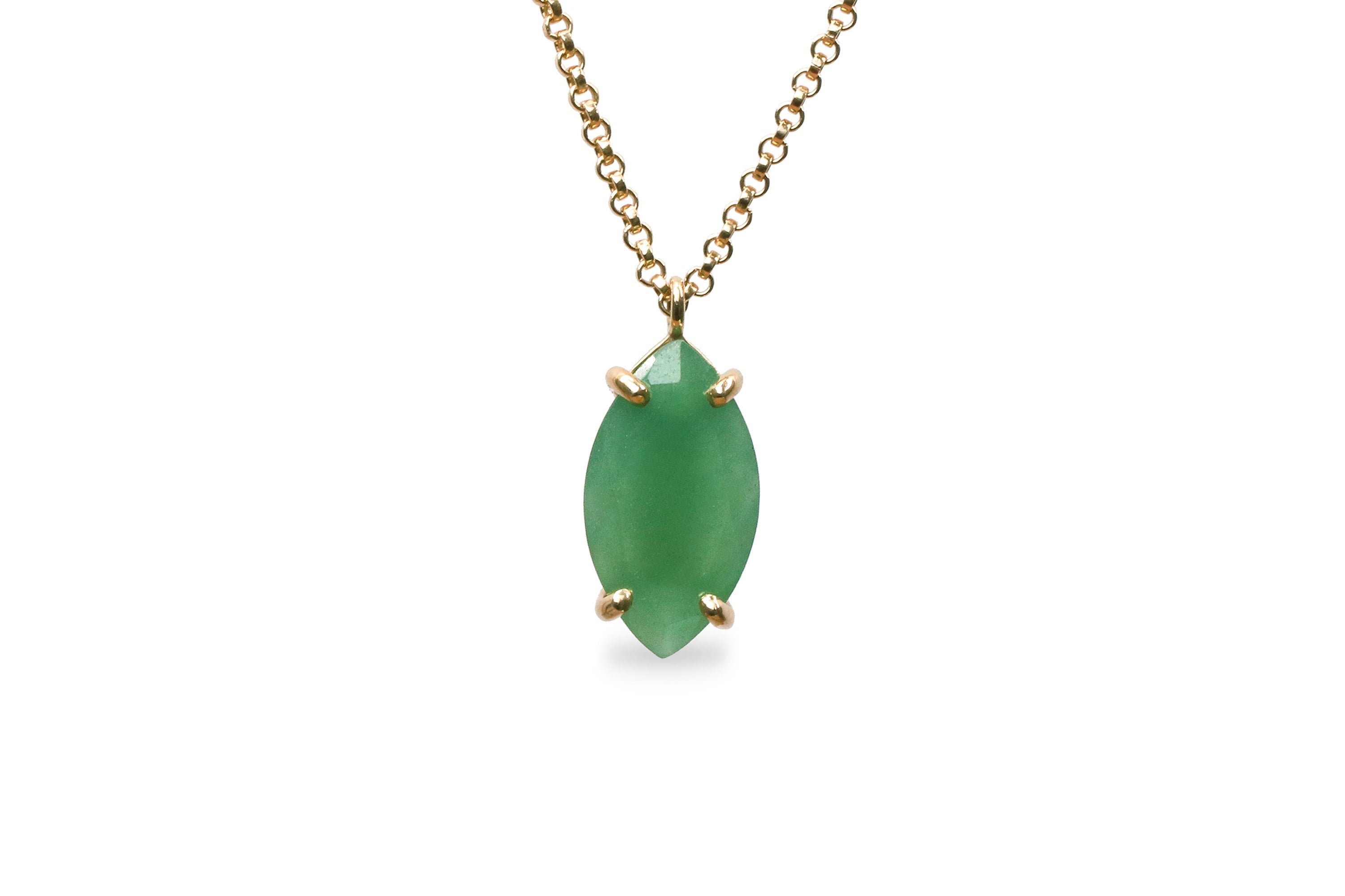 Green Aventurine Custom Marquise Solitaire Necklace necklaces Anemone Jewelry