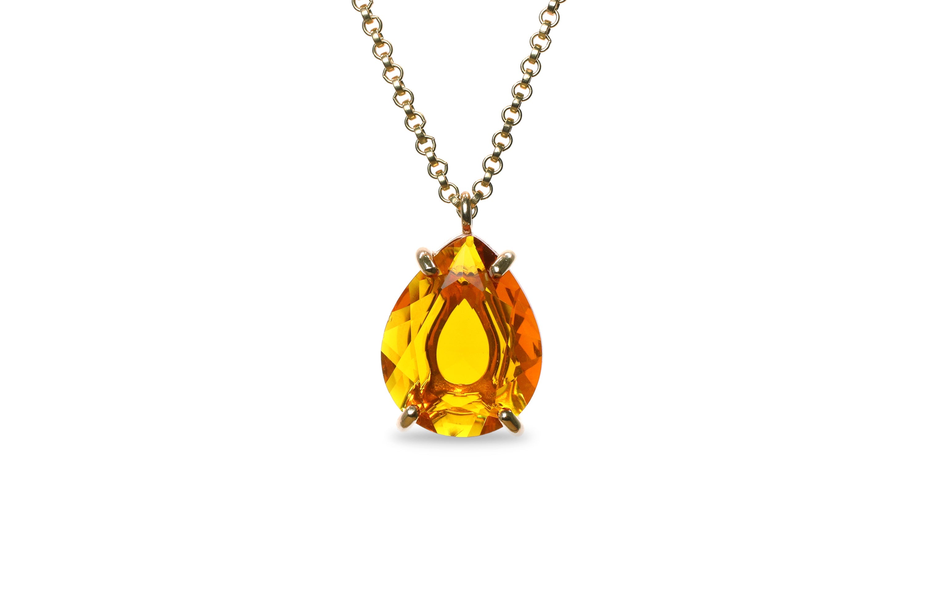 Yellow Citrine Pendant Necklace in Gold necklaces Anemone Jewelry