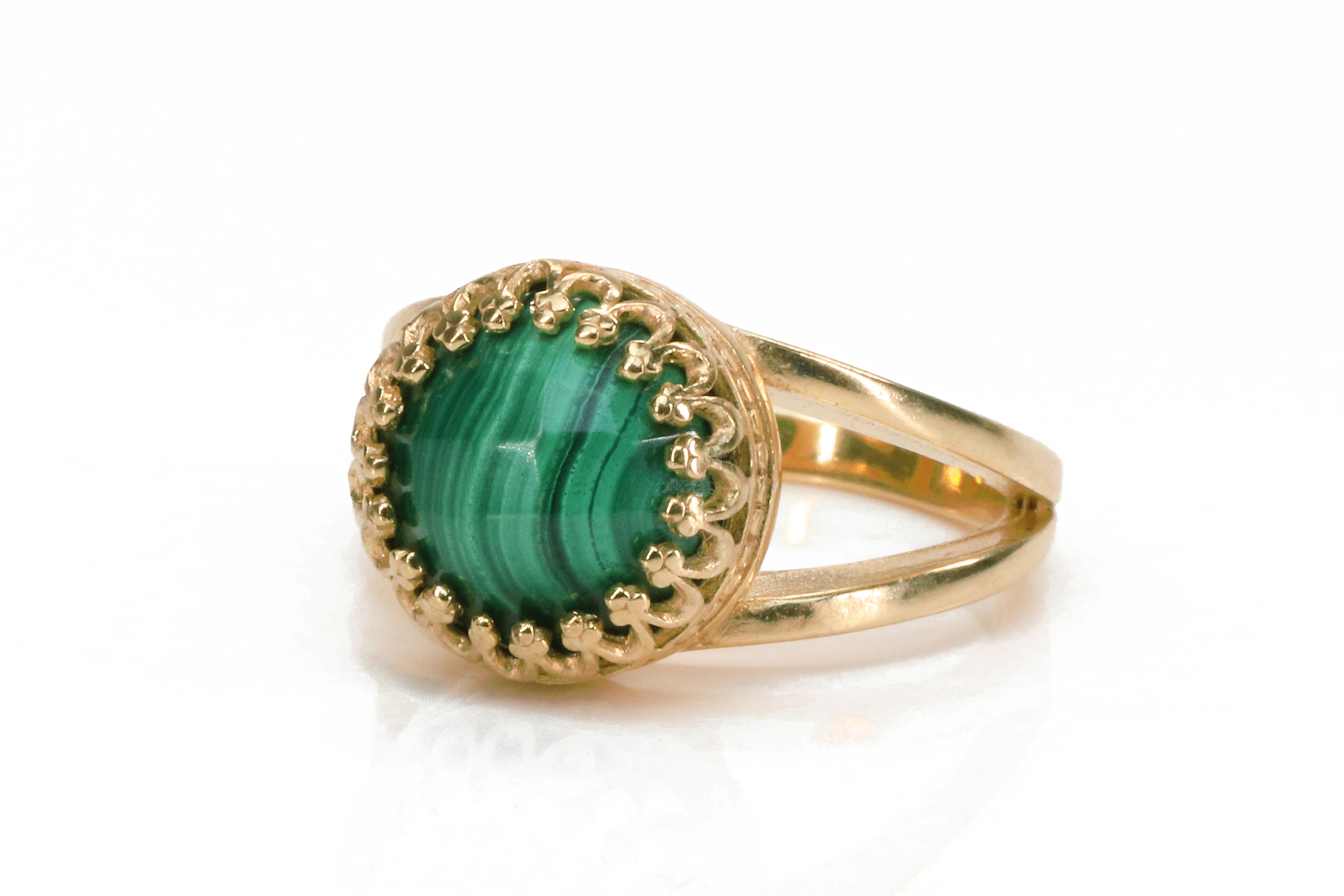 Malachite Gemstone in Sterling Silver Ring Rings Anemone Jewelry